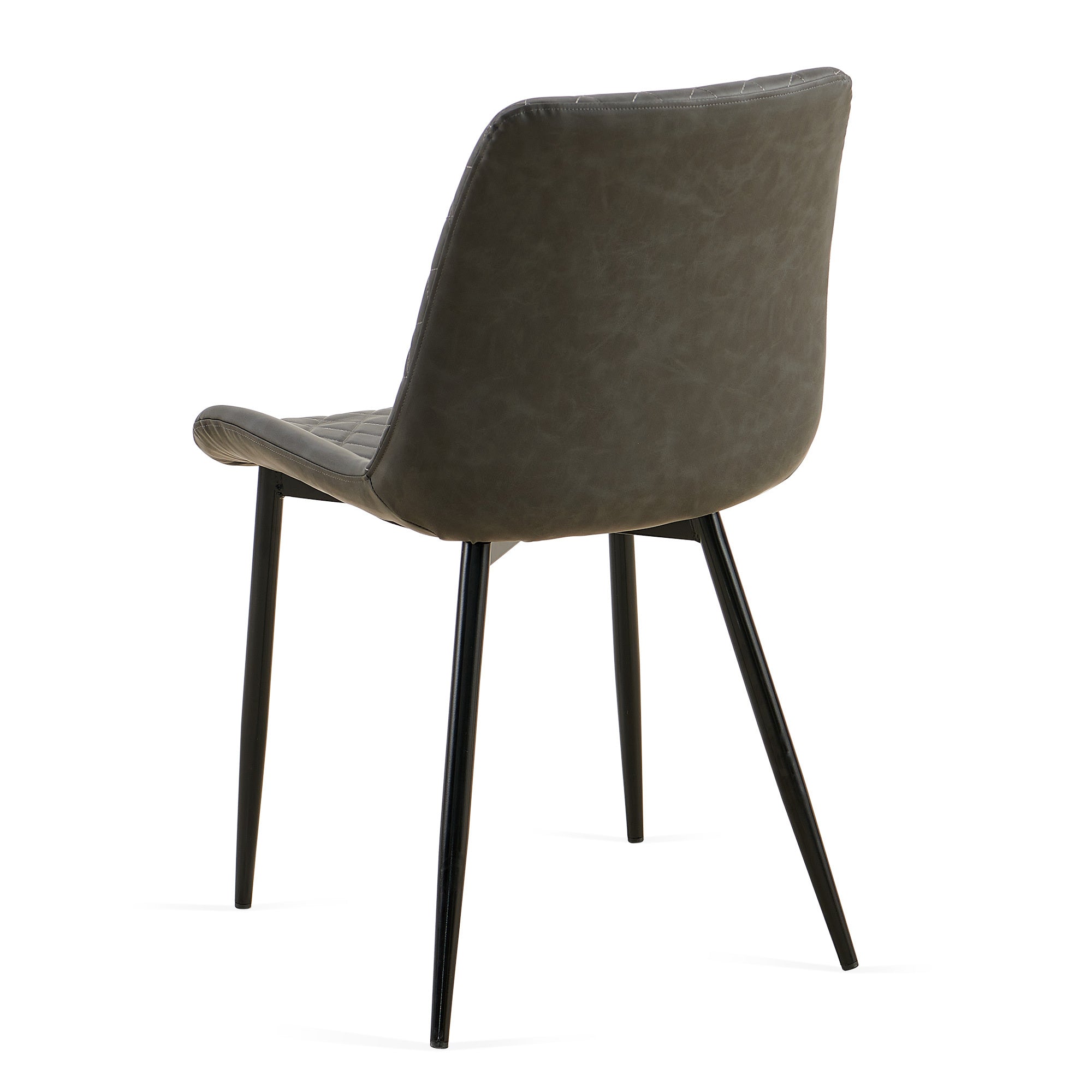 Dark Grey Set of 4 Mid Century Modern Leathaire Dining Chairs - Armless Side Chairs with Metal Legs for Kitchen & Living Room | Perfect for Small Spaces & Contemporary Home Decor