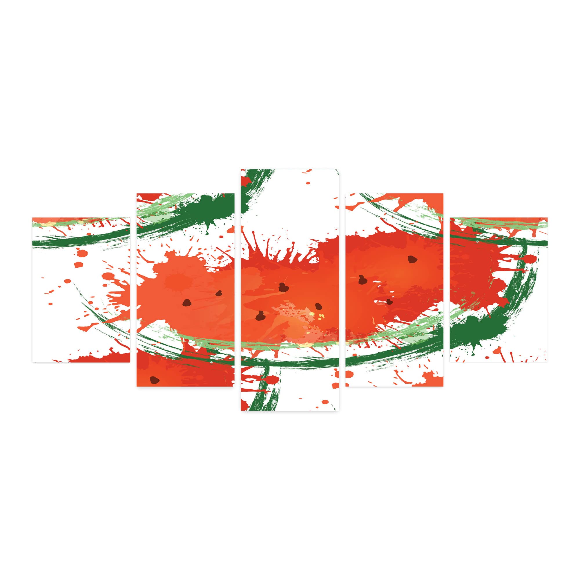 Ambesonne Watermelon 5-Panel Acrylic Glass Wall Art - Hand-Painted Watercolor Summer Fruit Slices Decor for Living Room, Bedroom & Dorm - 60x30 Inches in Vermilion Green - Perfect for Summer Home Decor & Kitchen Accent Wall