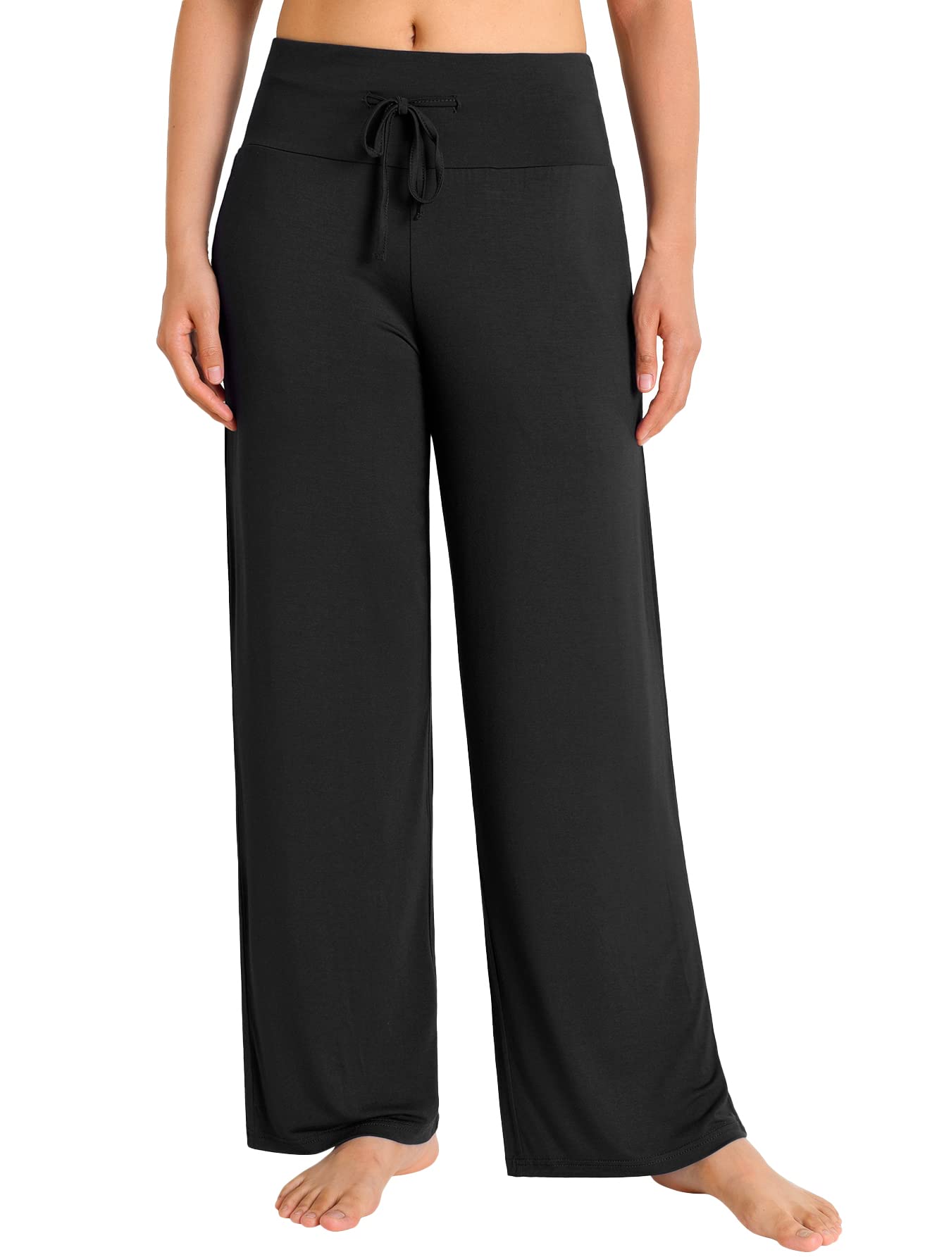Soft & Comfortable Women's Bamboo Viscose Wide Leg Lounge Pants - Breathable Palazzo Sleep Bottoms for Yoga, Home Relaxation & Travel