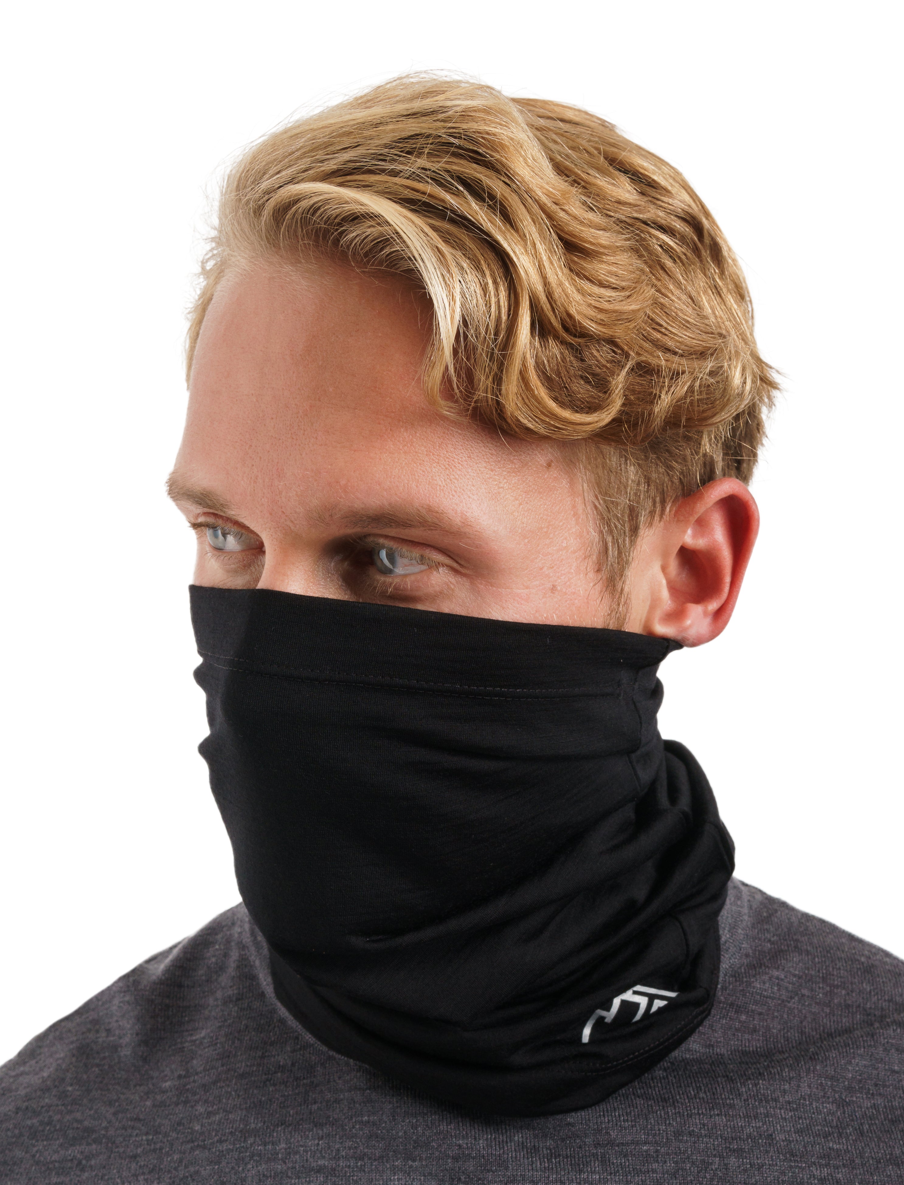 Premium Merino Wool Neck Gaiter - 165 Black | Warm Winter Scarf for Outdoor Activities, Skiing, Hiking & Cycling