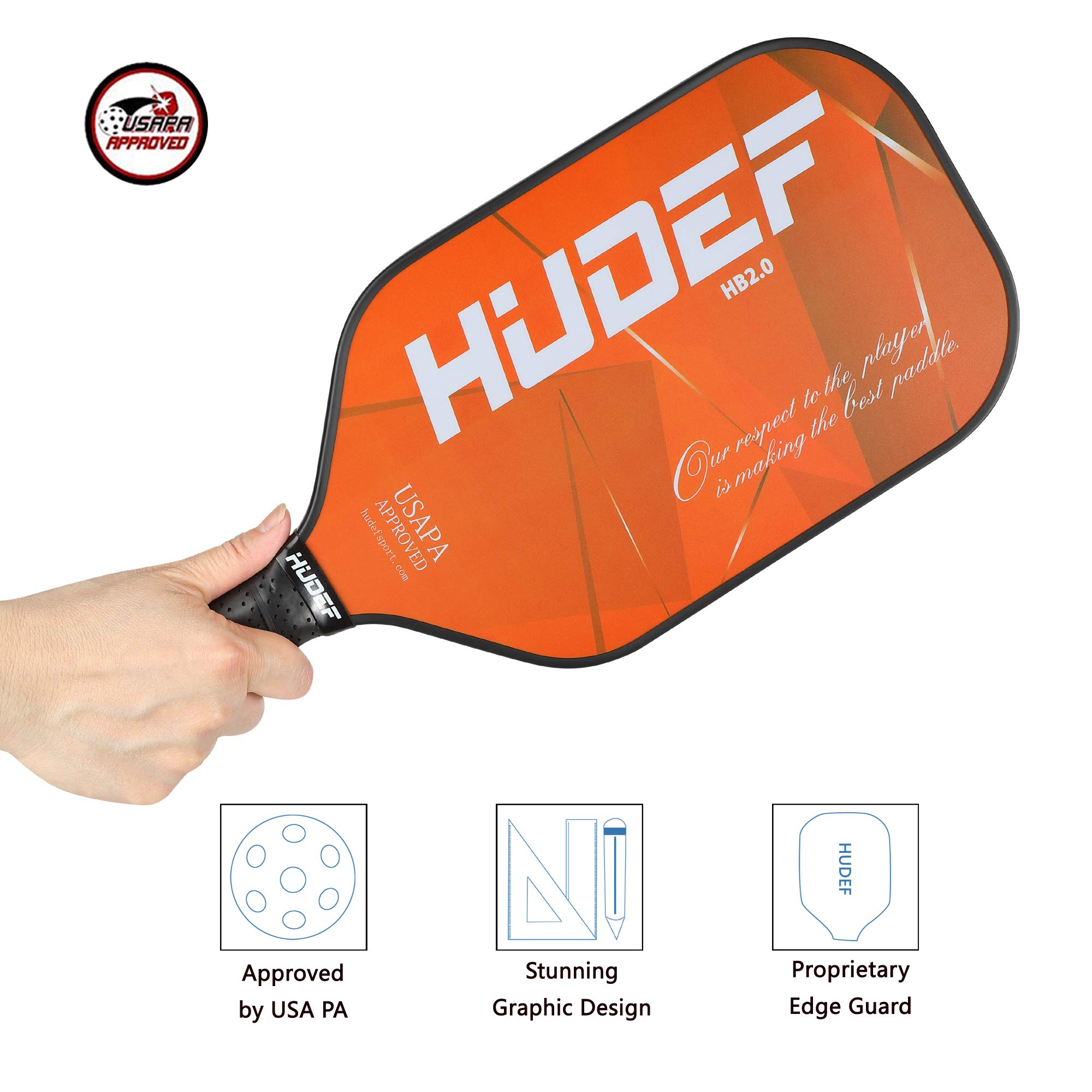 Premium Graphite Carbon Fiber Pickleball Paddle with PP Honeycomb Core - USAPA Approved Elongated Racket for Competitive Play | Perfect for Tournaments, Outdoor Games & Recreational Pickleball