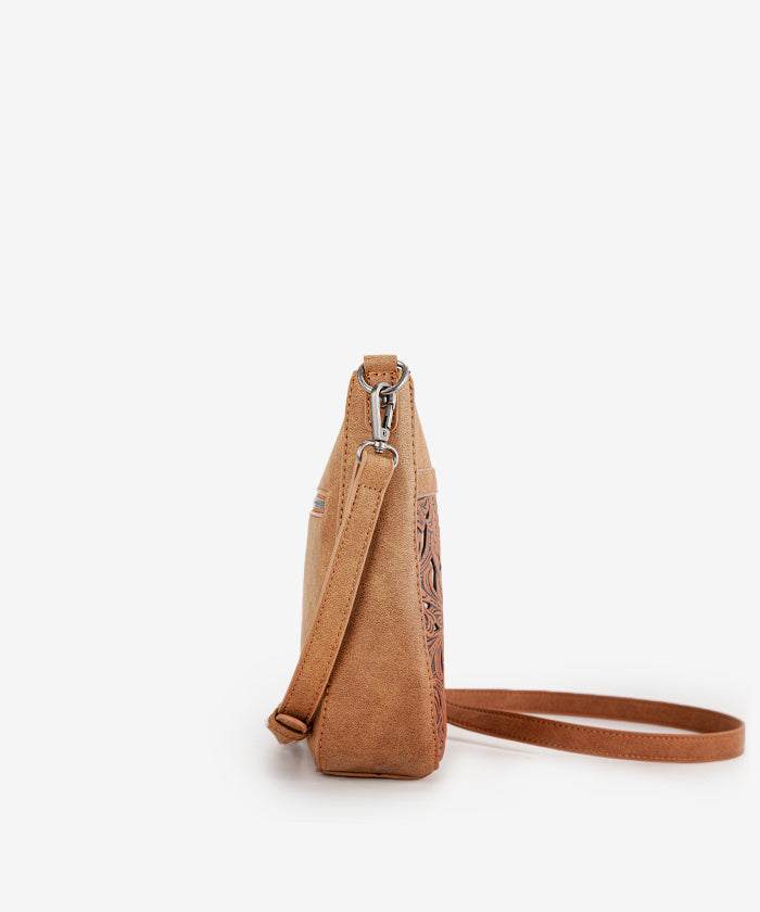 Trinity Ranch Tooled Leather Crossbody Bag Set for Women - Western Style Handbag Purse with Adjustable Strap - Perfect for Travel, Shopping & Everyday Use