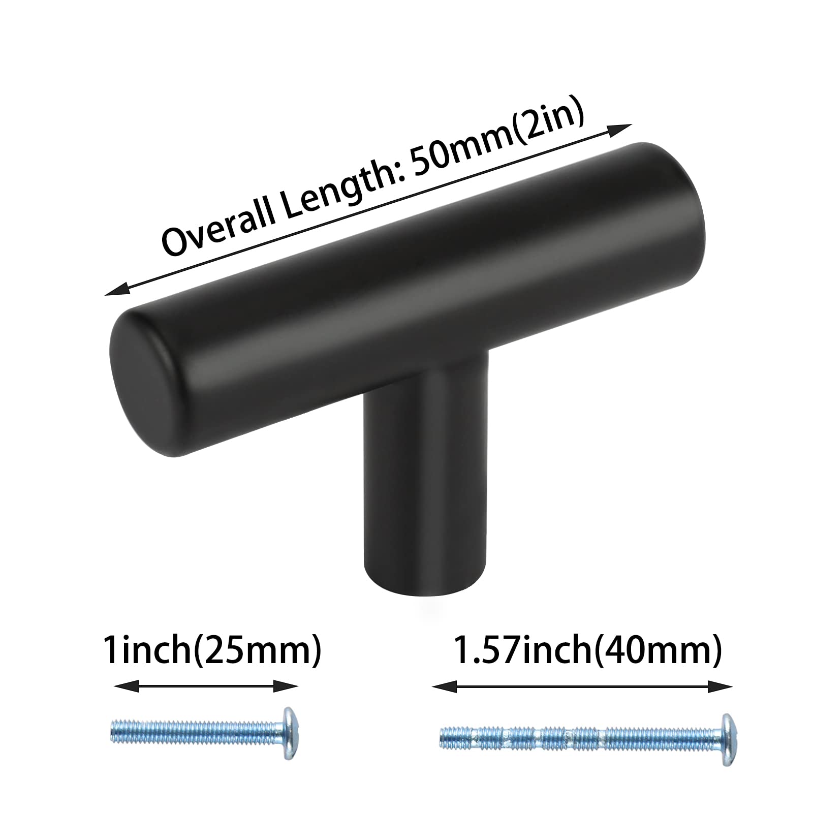10 Pack Black Stainless Steel Cabinet Knobs - HD201BK Kitchen & Drawer Hardware for Modern Home, Office, and RV Cabinets - Durable Metal Pulls for Cabinets, Dressers, and Furniture