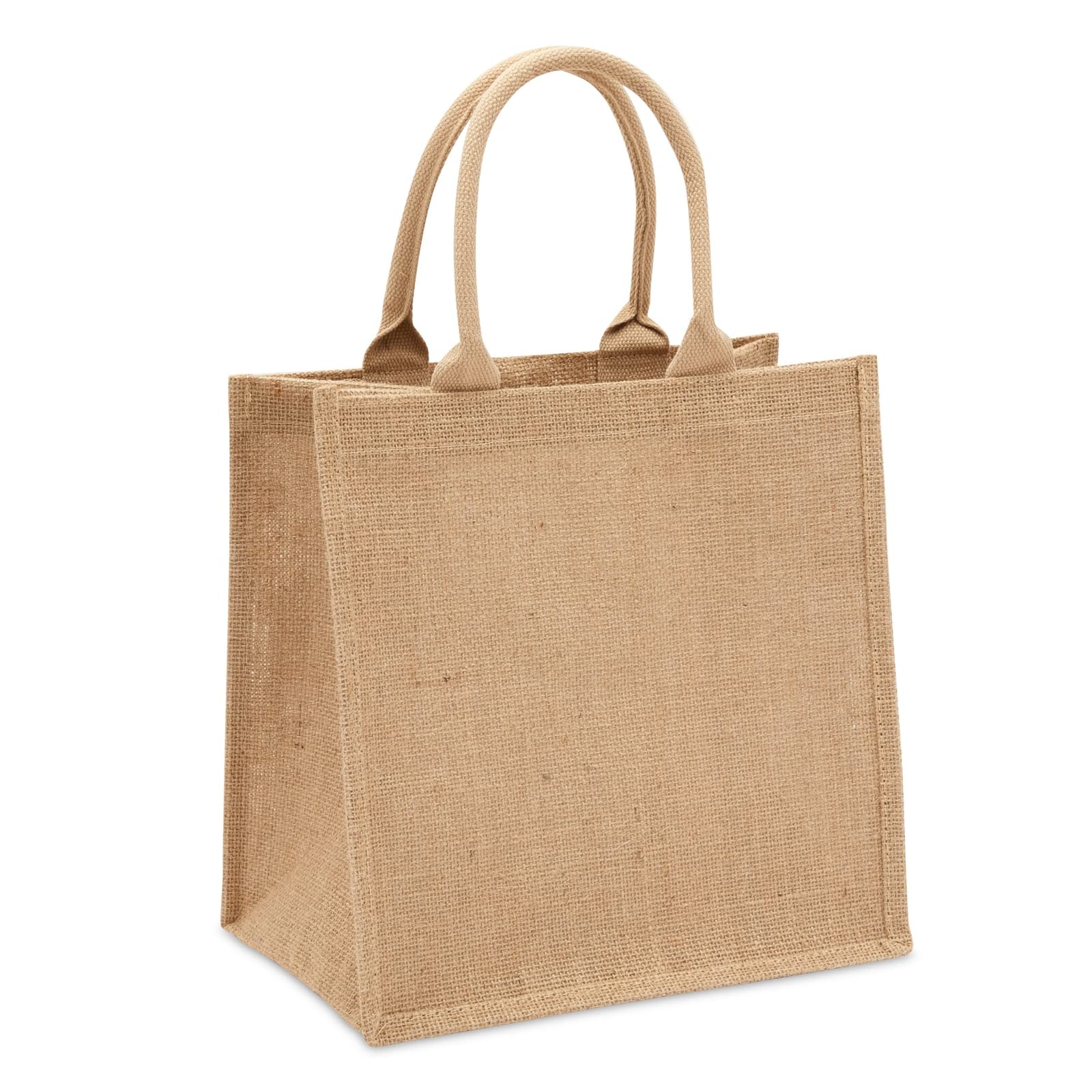 12-Pack Natural Burlap Tote Bags with Handles 12x12x7.7 Inches - Eco-Friendly Reusable Grocery Shopping Bags for Beach, DIY Crafts, Art Projects, Bachelorette Parties & Bulk Storage | Perfect for Farmers Markets, Picnics & Gift Packaging