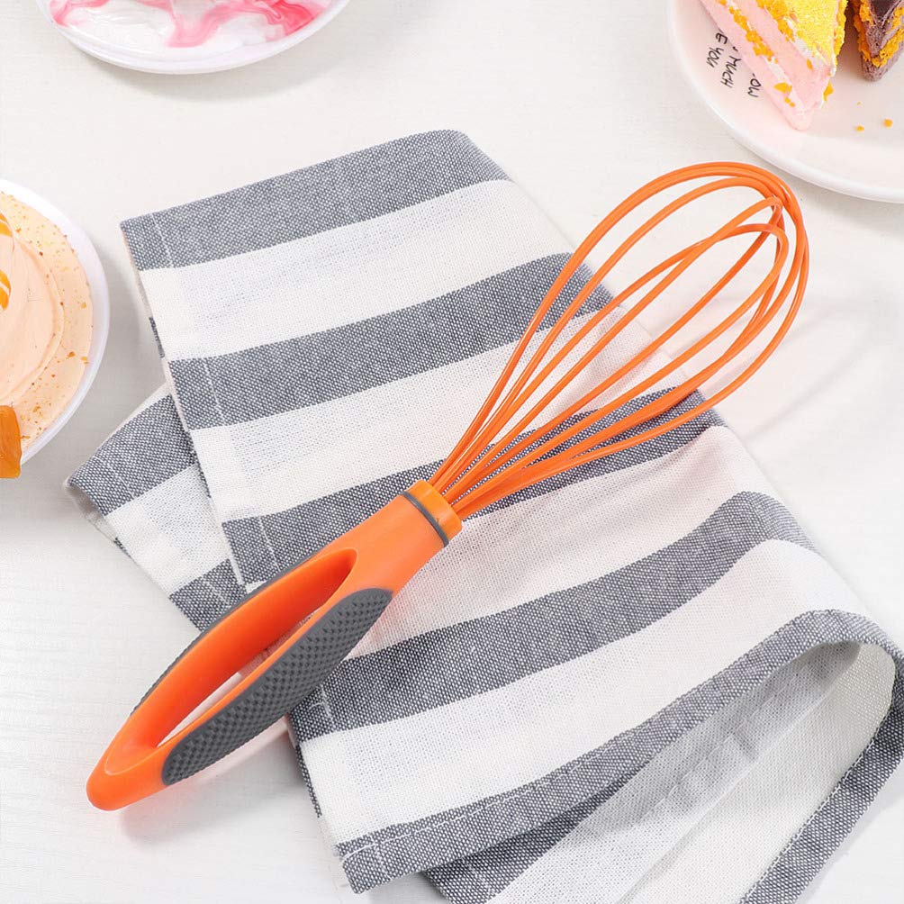 2-Piece Silicone Hand Mixer Set - Egg Whisk, Cream Frother & Butter Mixer for Baking, Cooking & Kitchen Use - Orange Manual Whisking Tool for Home & Professional Chefs