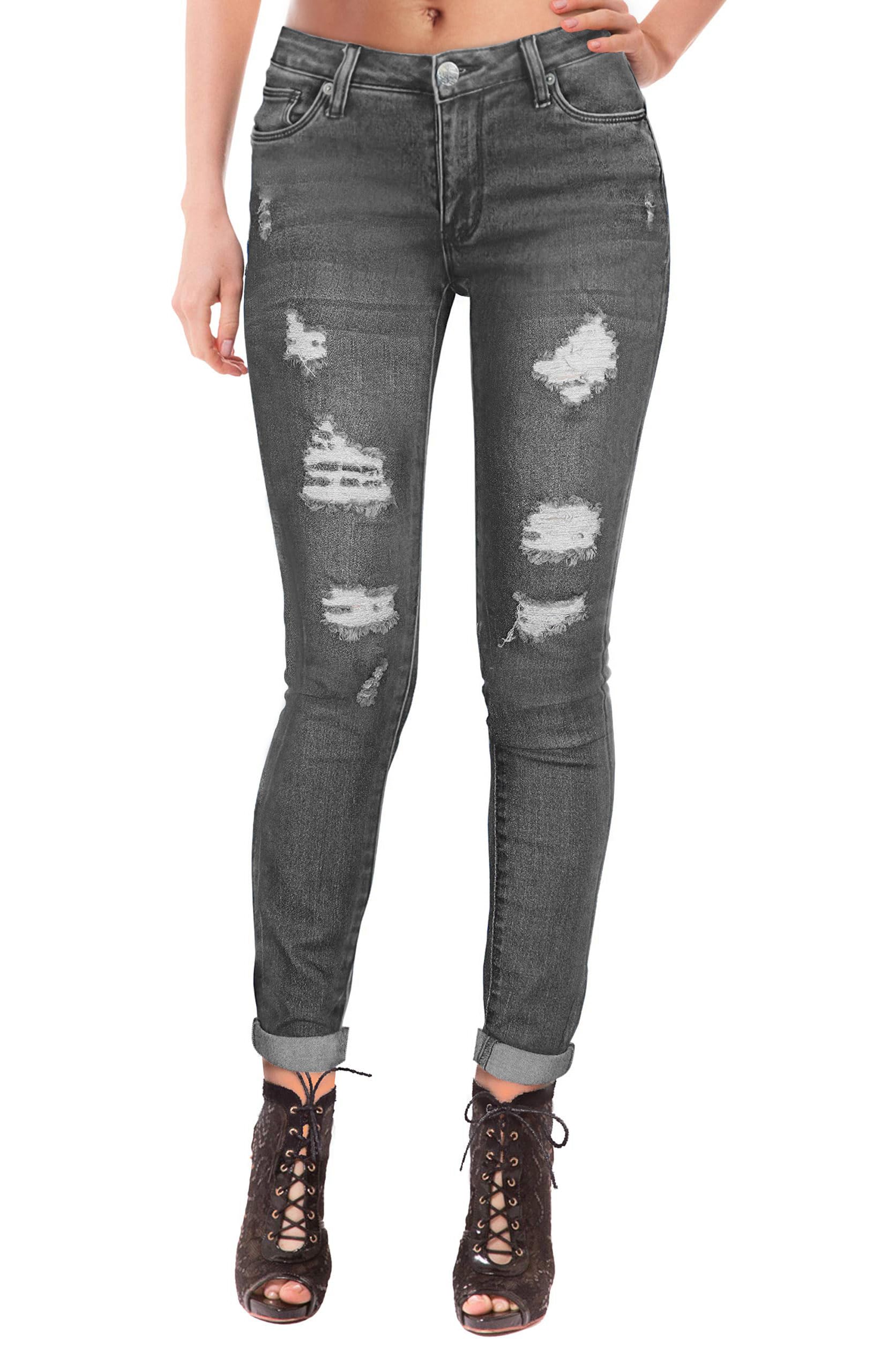 Hybrid & Company Women's High Waisted Butt Lifting Stretch Ripped Skinny Jeans - Super Comfortable Denim Pants for Casual Wear & Night Out