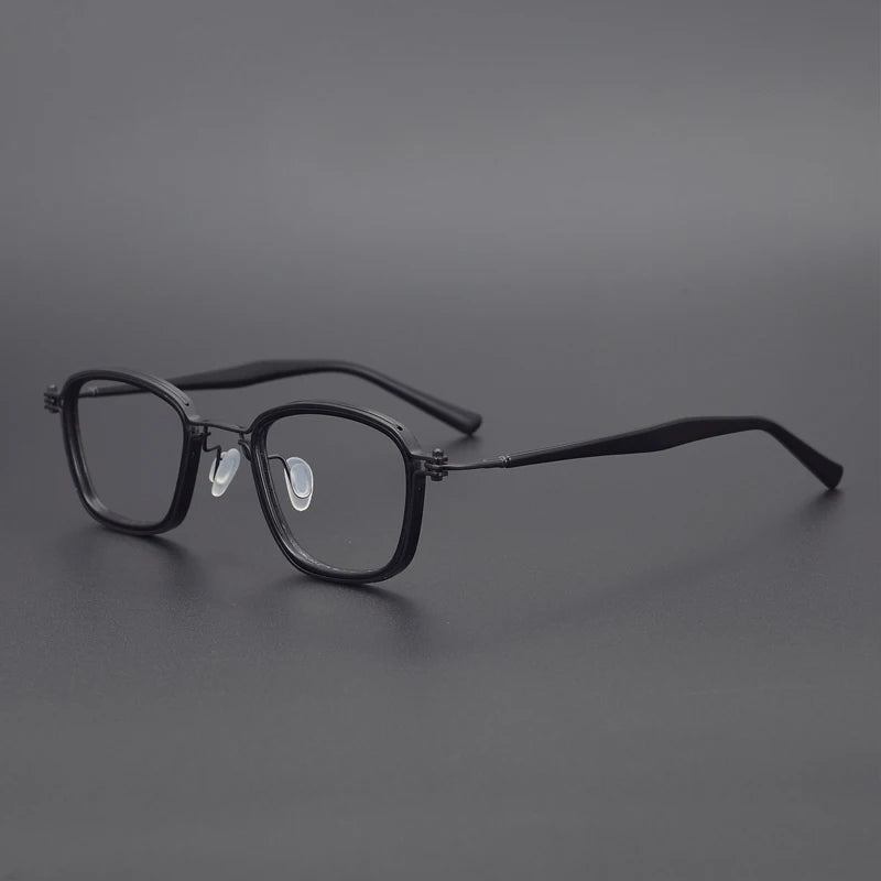 Unisex Black Titanium Acetate Square Full Rim Eyeglasses SC19 - Stylish & Durable Glasses for Work, Reading & Everyday Wear