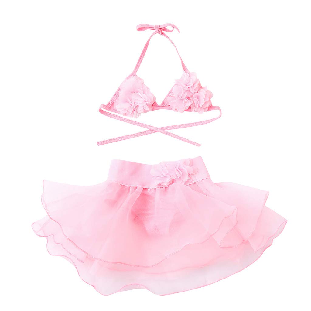 Floral Baby Girls Swim Vest & Tulle Bikini Set for Summer Beach Play
