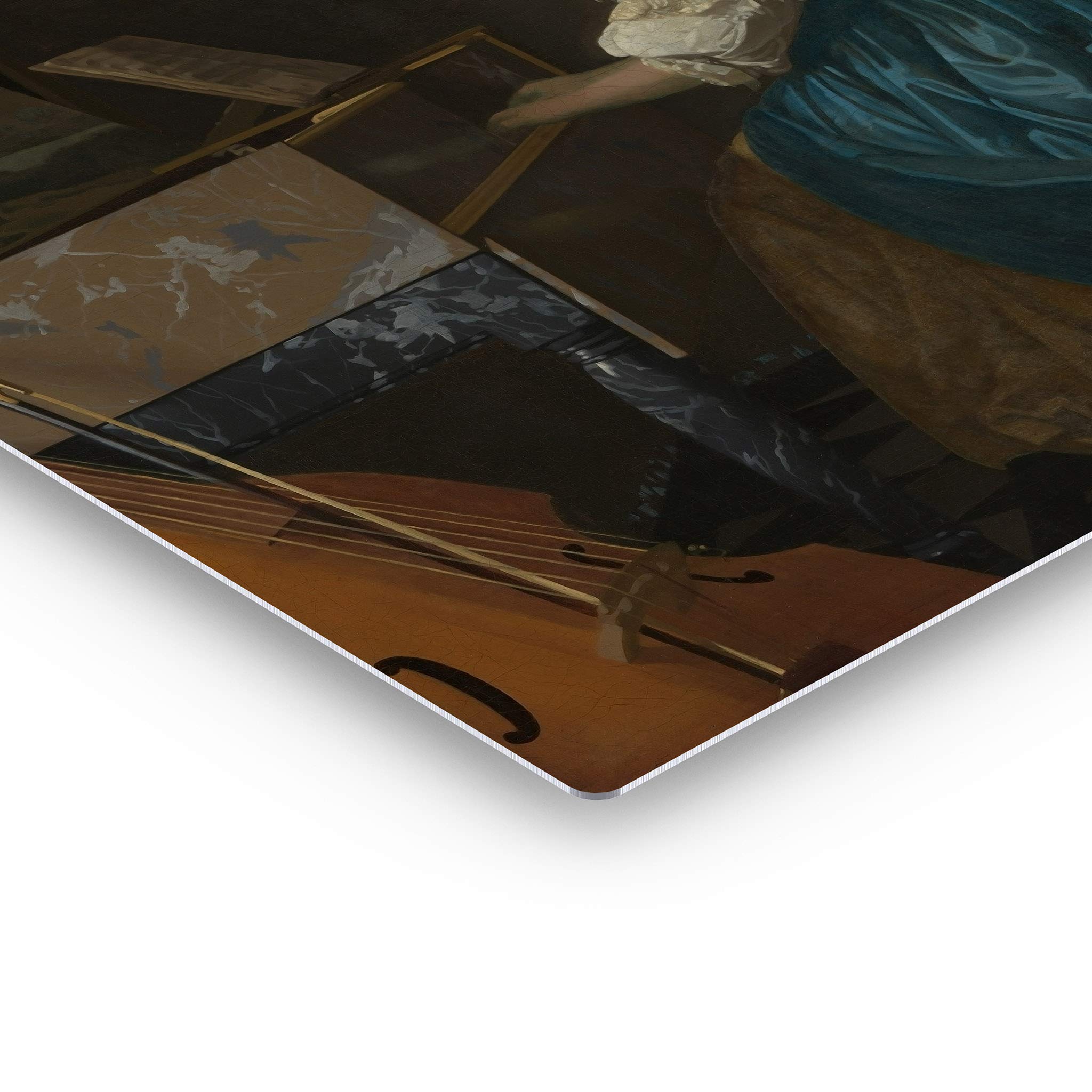 Johannes Vermeer 'Lady Seated at a Virginal' Classic Oil Painting Reproduction - Premium Metal Wall Art Print (30x20 Inch) | Famous Fine Art Home Decor | Ready to Hang | Made in USA | Perfect for Living Room, Bedroom & Office Decor