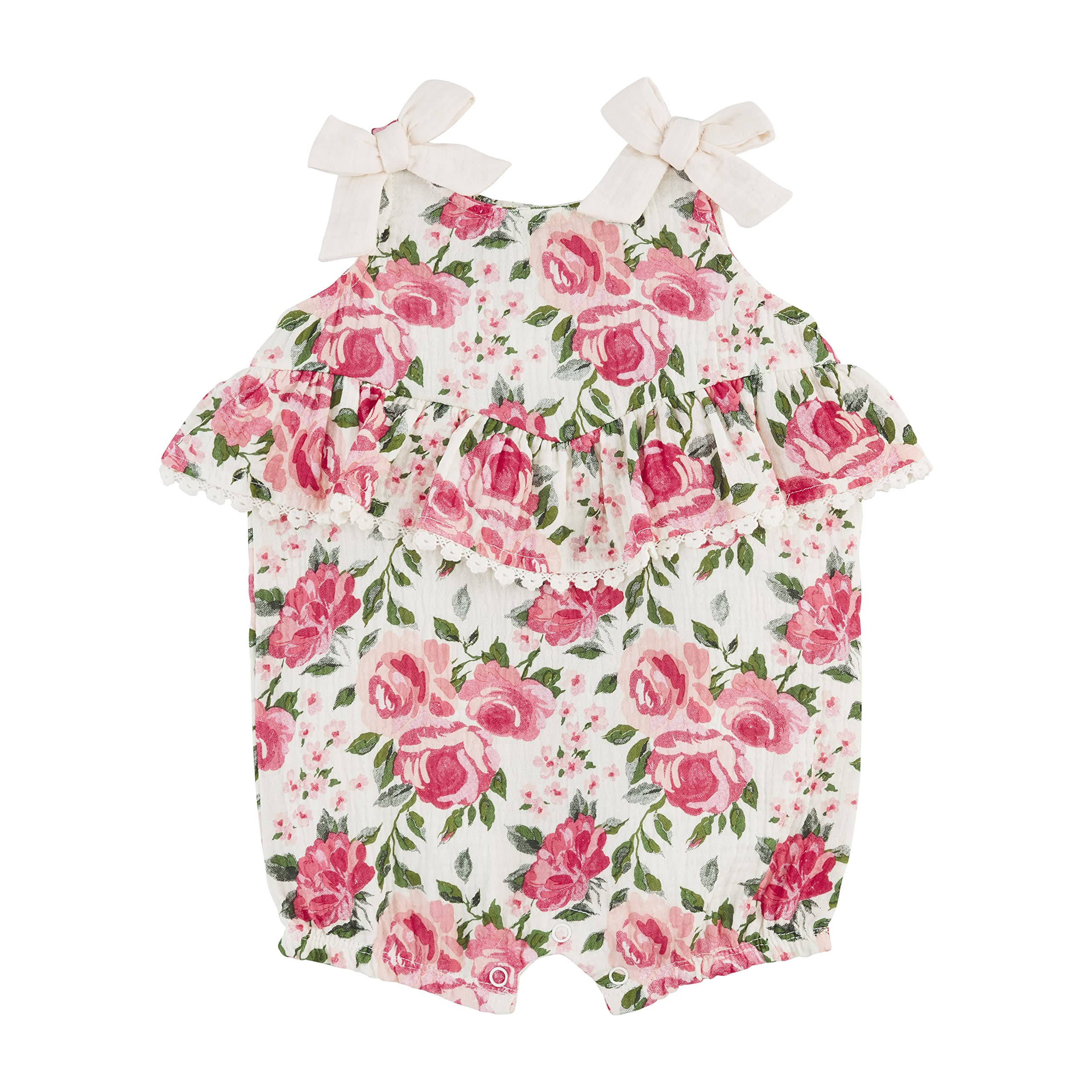 Mud Pie Baby Girls' Rose Bow Bubble Romper - Cute & Comfortable Outfit for Infants & Toddlers - Perfect for Playdates, Parties & Photo Shoots