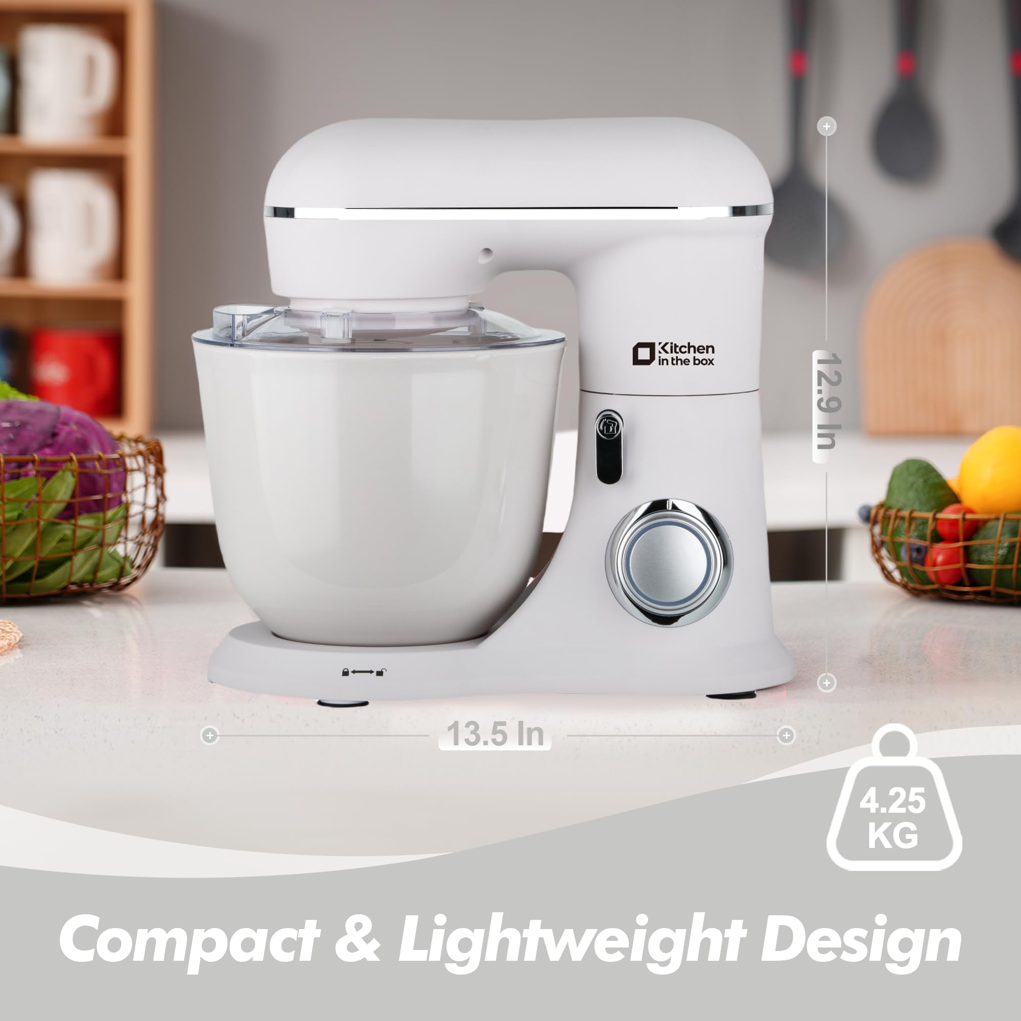 4.5QT Stand Mixer with 5QT Bowl - 10 Speed Electric Kitchen Mixer for Baking & Cooking (Frost White)