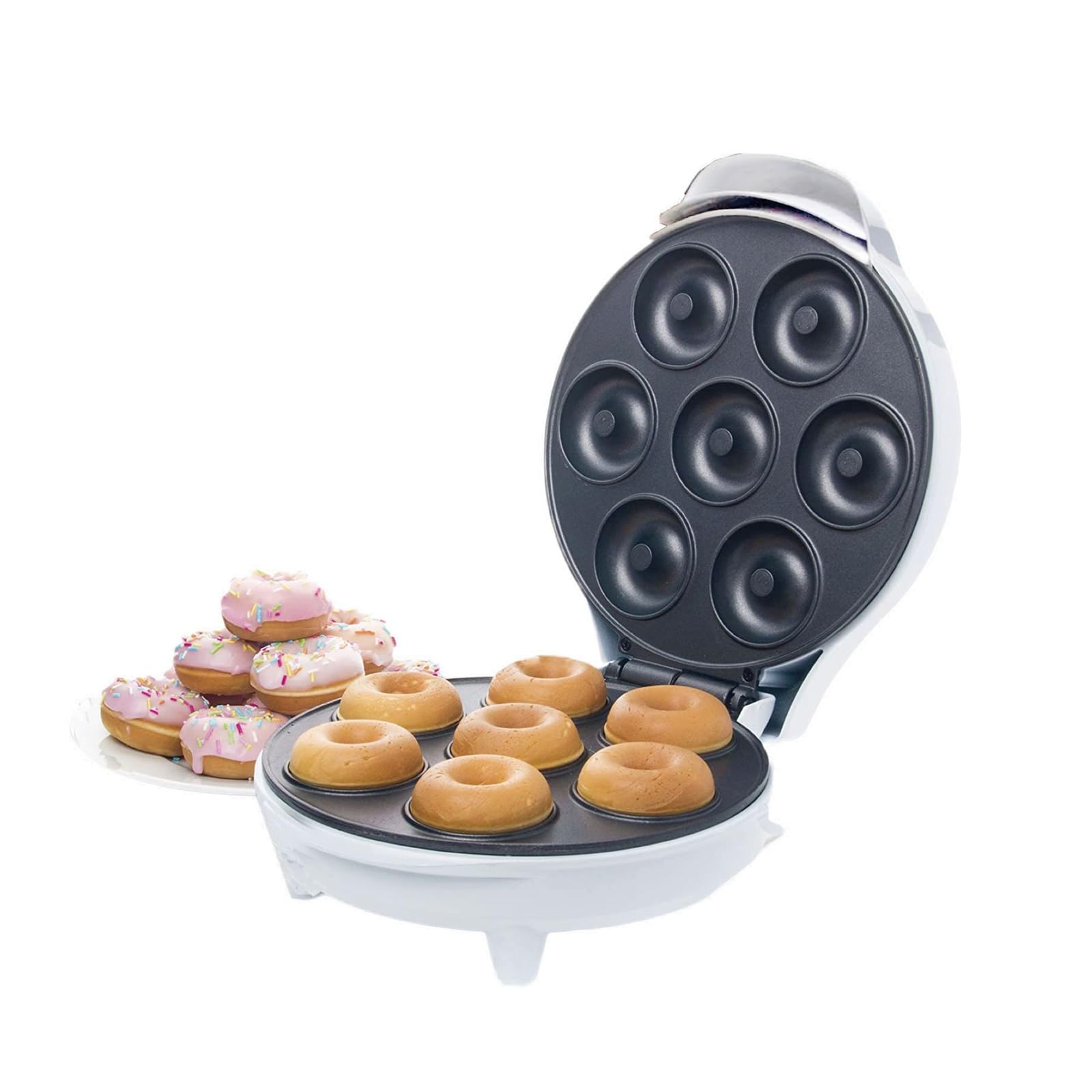 Mini Donut Maker Machine - Non-Stick 7 Donut Maker for Kids Breakfast, Homemade Snacks & Desserts | Perfect for Home Baking, Parties, Travel & Gifts