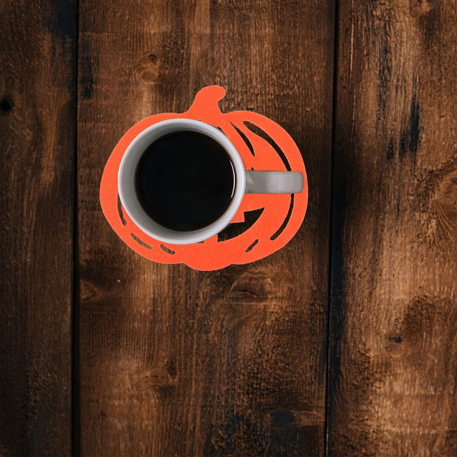 6-Pack Halloween Felt Coasters - Pumpkin Design Drink Coasters for Coffee Mugs, Tea Cups & Glasses - Durable & Absorbent Beverage Mats - Perfect for Halloween Party Decor & Christmas Home Decor