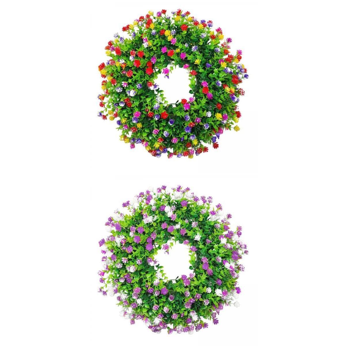 2 Pack 45cm Farmhouse Spring Wreath - Floral Door Hanger for Front Door, Living Room, Porch Decor | Rustic Home Decor for Easter, Mother's Day & Seasonal Home Styling