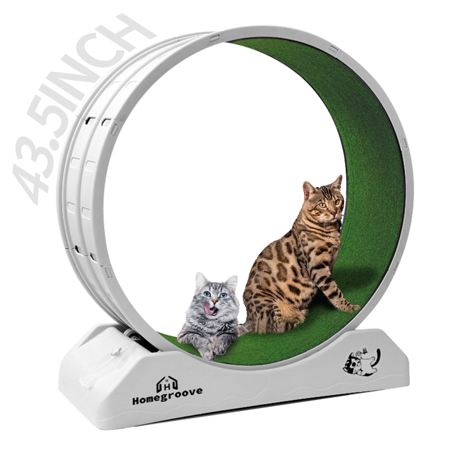 45 Inch Cat Exercise Wheel for Indoor Cats - Durable Plastic Cat Running Wheel with Soft Carpeted Runway - Large Cat Treadmill Exerciser for Fitness & Health - Perfect for Small Apartments & Active Cats