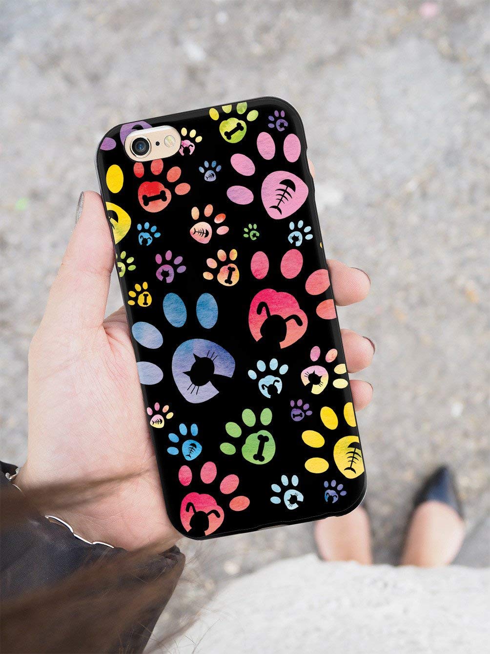 Inspired Cases - iPhone 8 Case Compatible - 3D Textured Protective Cover for Apple iPhone 8 - Cute Paw Prints Design for Dog & Cat Lovers - Black - Perfect for Everyday Use & Pet Lovers