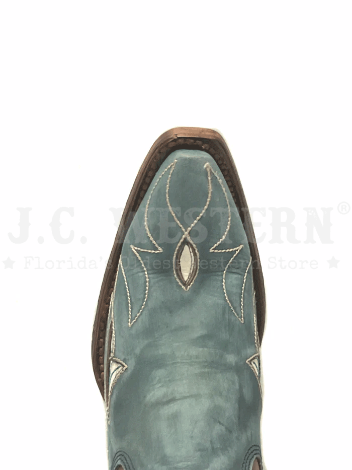 Circle G L5940 Women's Western Ankle Boots with Floral Embroidery & Inlay - Stylish Cowgirl Boots for Country Dancing, Rodeo & Casual Wear (Shedron & Light Blue)