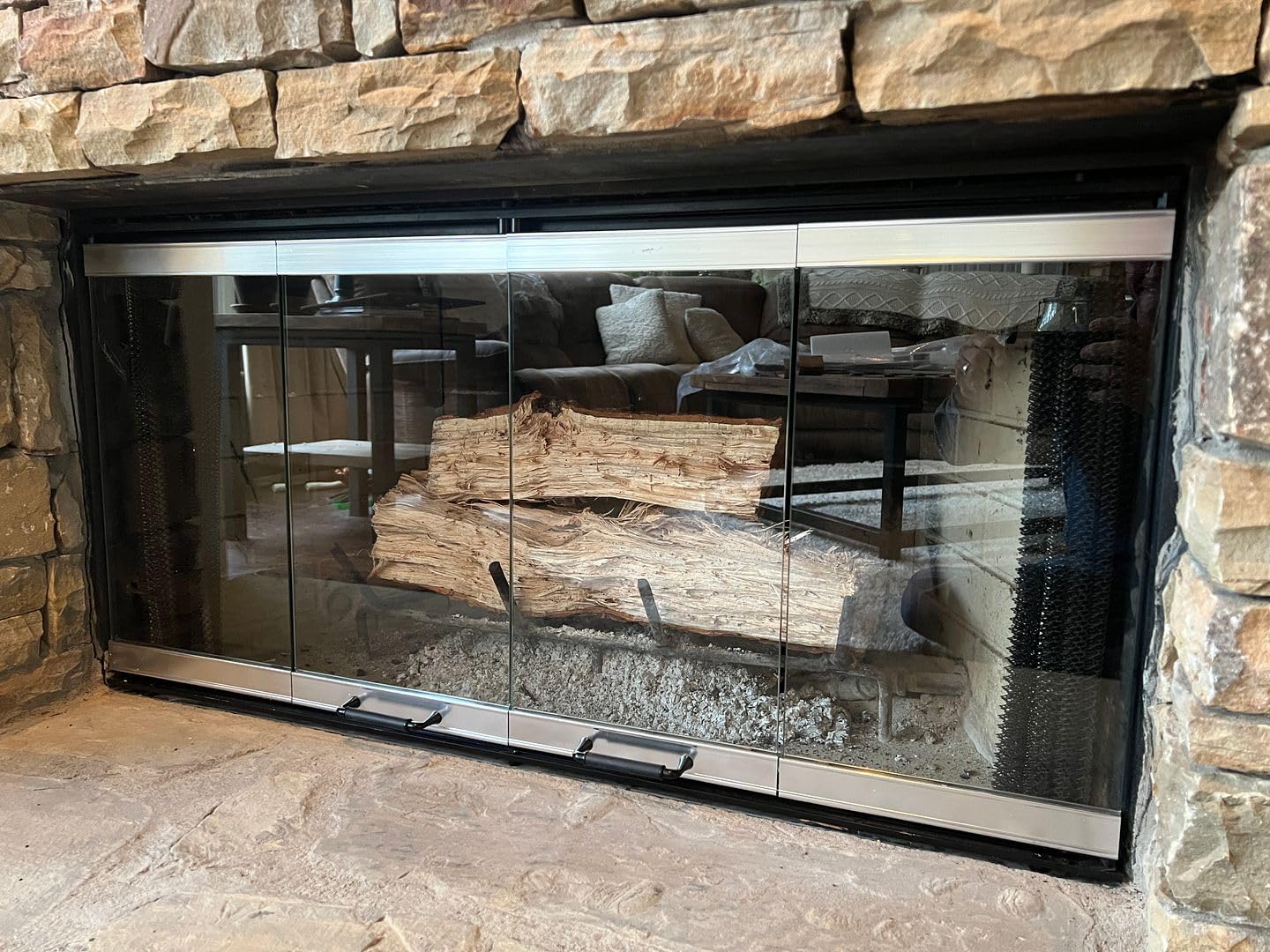Marco Fireplace Glass Doors - Silver Finish | Heat Resistant & Stylish | Perfect for Living Rooms & Patios