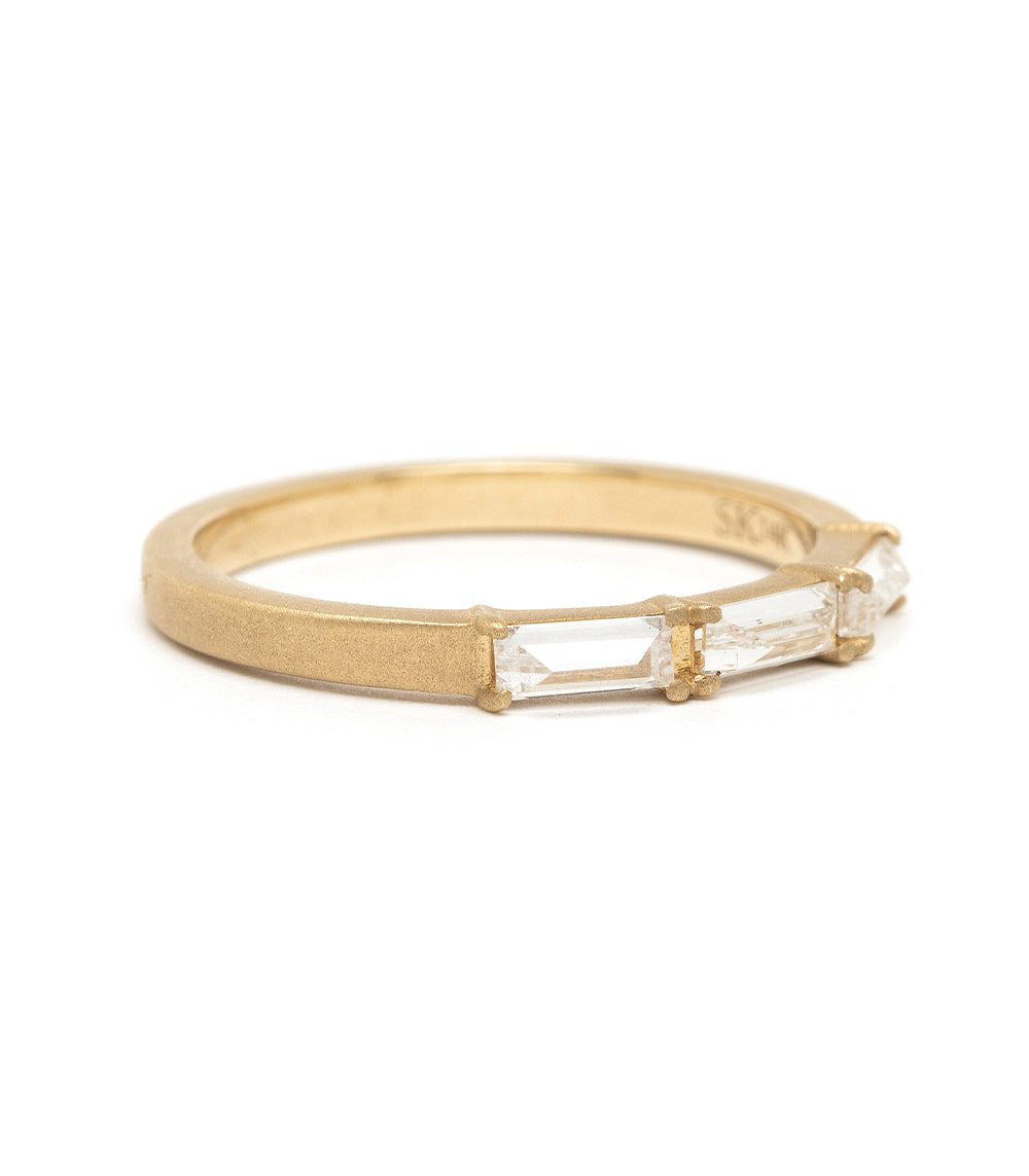 Stardust Three Baguette Diamond Wedding Band - Elegant Stackable Ring for Women, Anniversary & Engagement Jewelry Gift | Perfect for Bridal Sets, Proposals & Special Occasions