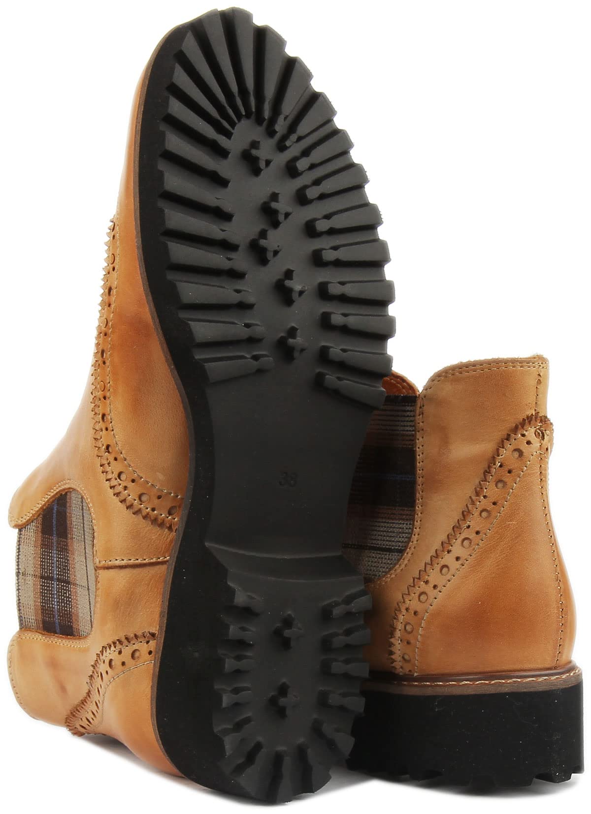 Justin Reece Harriet Women's Leather Ankle Boots - Beige/Tan (UK 7) | Comfortable & Stylish Fall Booties for Work, Casual Outfits & Date Nights