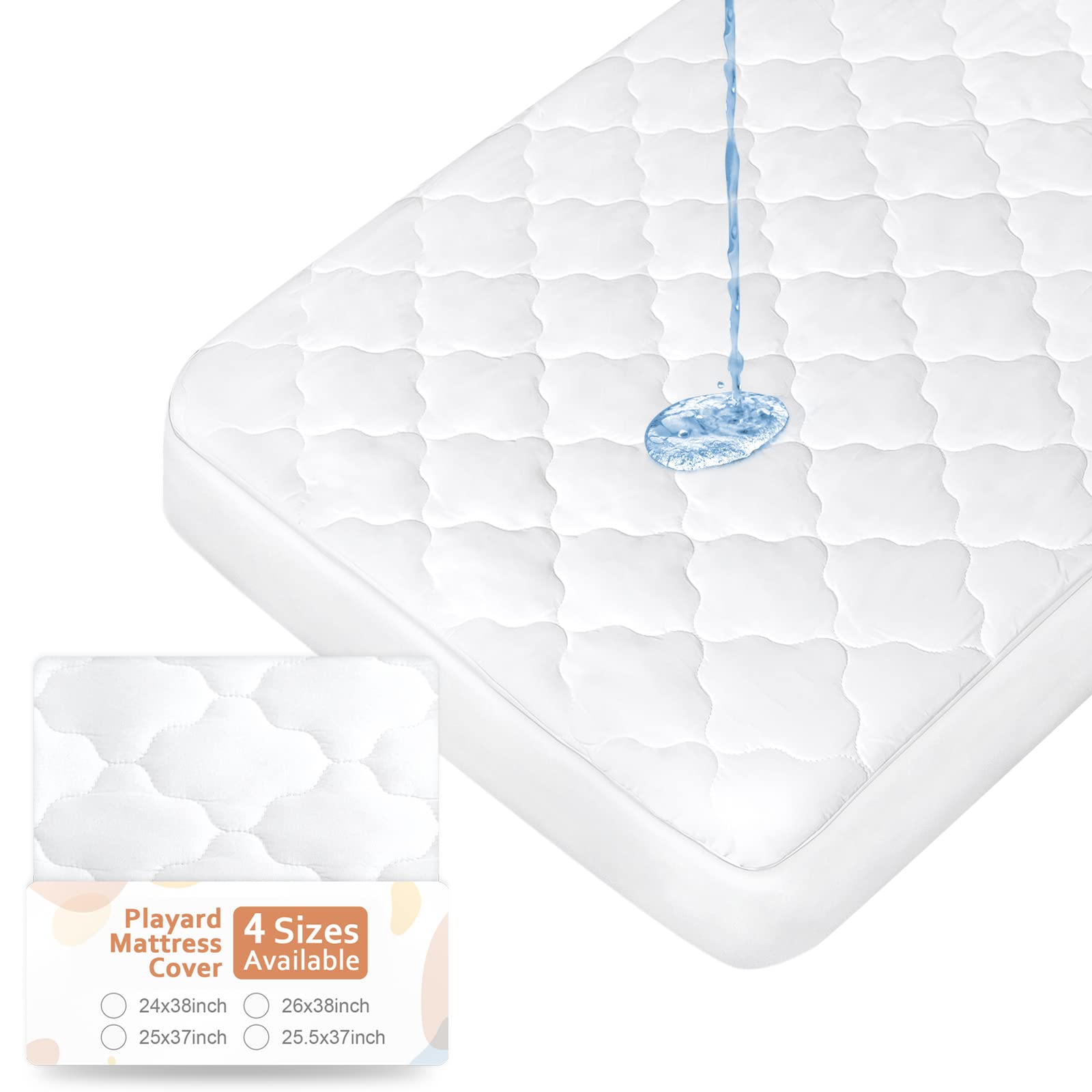 Waterproof Baby Pack and Play Sheets (4 Sizes) - Soft Quilted Mattress Cover & Protector for Baby Trend Lil Snooze Deluxe 2 Nursery Center | Perfect for Travel, Daycare & Home Use