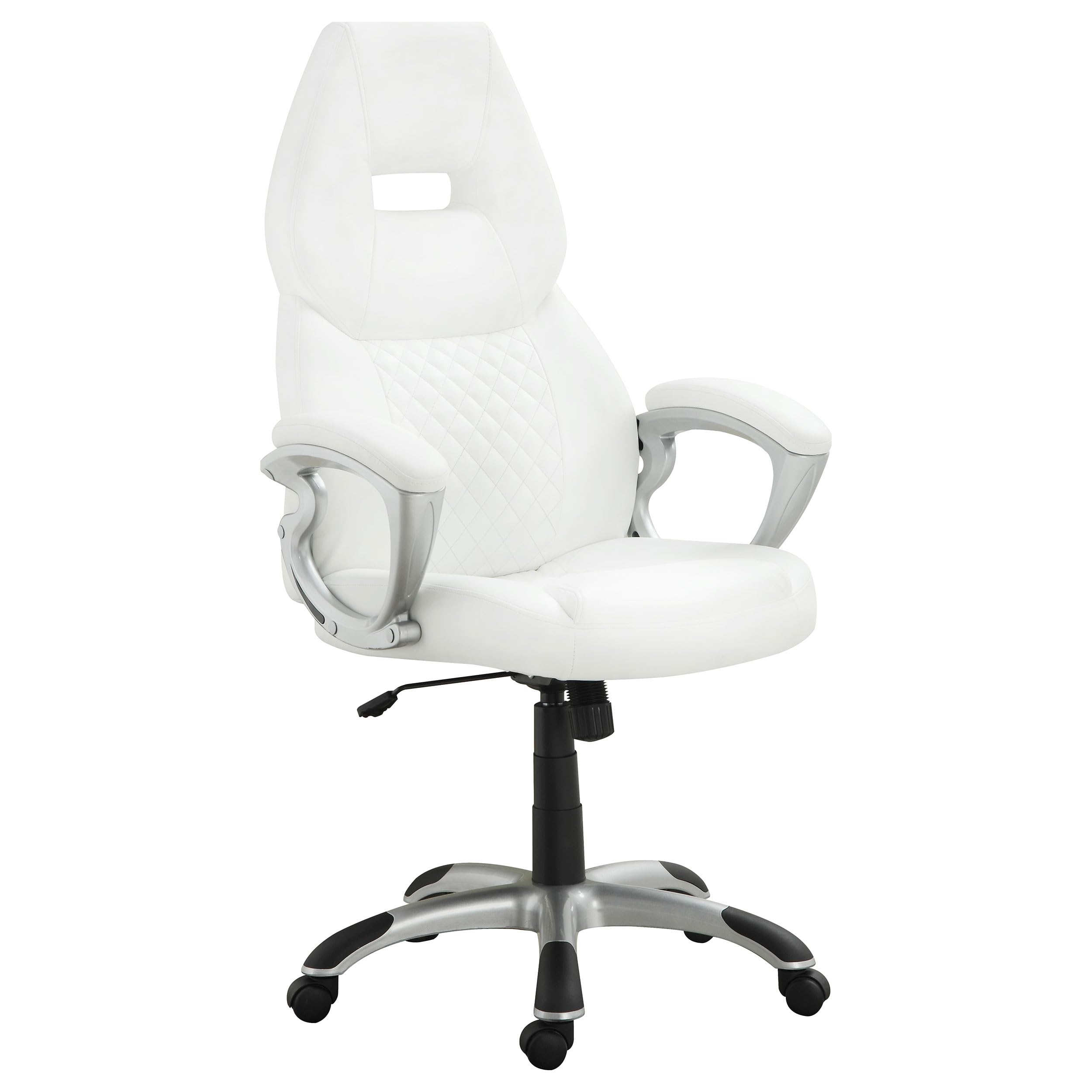 Coaster Home Furnishings Bruce Upholstered Adjustable Office Chair - Ergonomic Desk Chair with Lumbar Support, White - Perfect for Home Office, Gaming & Workspace