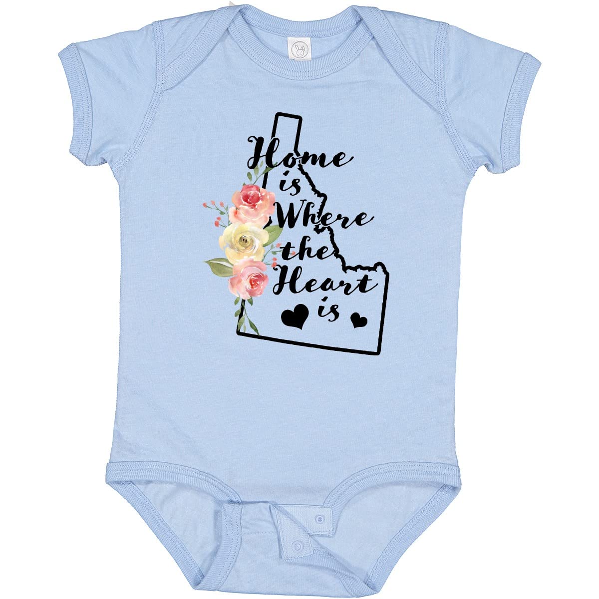 Inktastic Idaho Home Is Where the Heart Is Watercolor Floral Baby Bodysuit - Soft Cotton Infant Onesie for Newborns & Toddlers - Perfect for Family Photos, Holidays & Everyday Wear