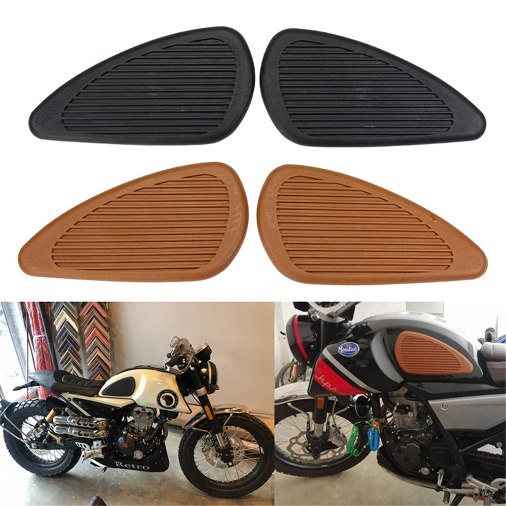 Universal Motorcycle Tank Knee Pads - 2PCS Anti-Slip Rubber Traction Pads for Fuel Tank Protection & Knee Grip - Brown - Perfect for Cruiser, Sport Bike & Touring Motorcycles