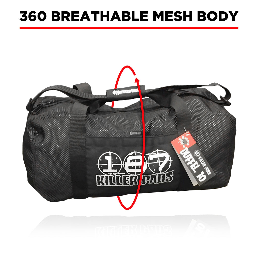 Premium 187 Mesh Duffle Bag - Large Black Gym Bag for Men & Women - Perfect for Workout, Travel, Sports Gear, and Weekend Getaways