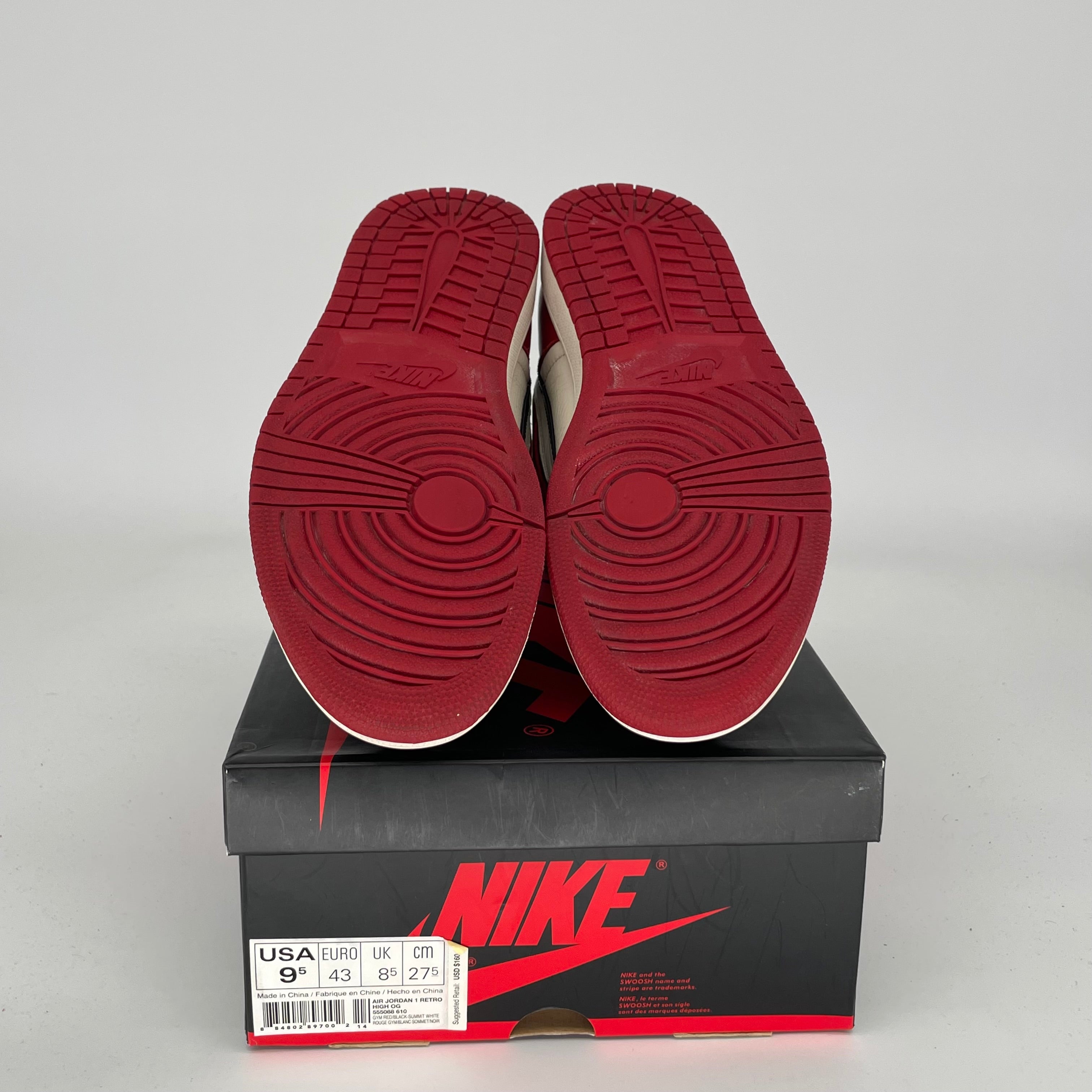 Air Jordan 1 Retro High OG 'Bred Toe' Men's Basketball Shoes Size 9.5 - Style Code 555088-610 | Authentic Sneakers for Streetwear, Basketball & Casual Wear