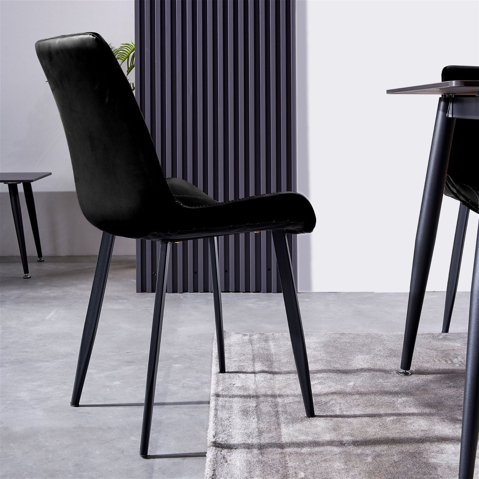 Premium Black PU Seat & Carbon Steel Frame Dining Chairs - Set of 4 Modern Kitchen Chairs for Dining Room, Restaurant, or Cafe - by Criterion™