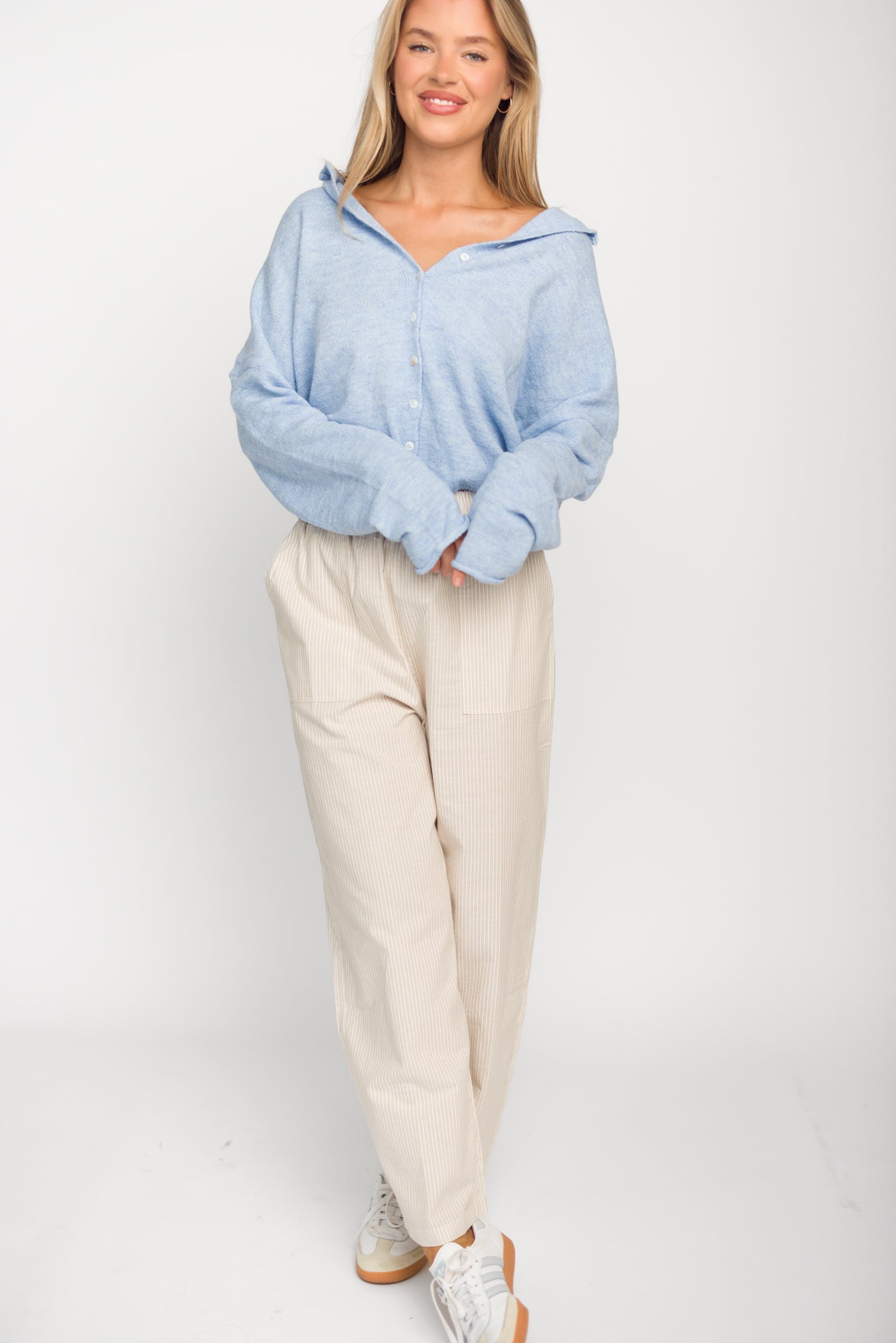 Sky Blue Piper Cardigan for Women - Soft Knit Sweater Wrap - Perfect for Fall & Winter Layering, Office Wear, and Casual Outfits