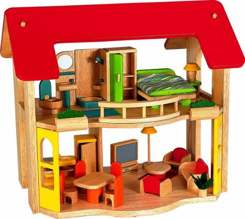 Happy Home Wooden Doll House by Voila - Handcrafted Wooden Dollhouse for Kids with Furniture, Perfect for Pretend Play & Creative Storytelling - Great Gift for Birthdays & Christmas