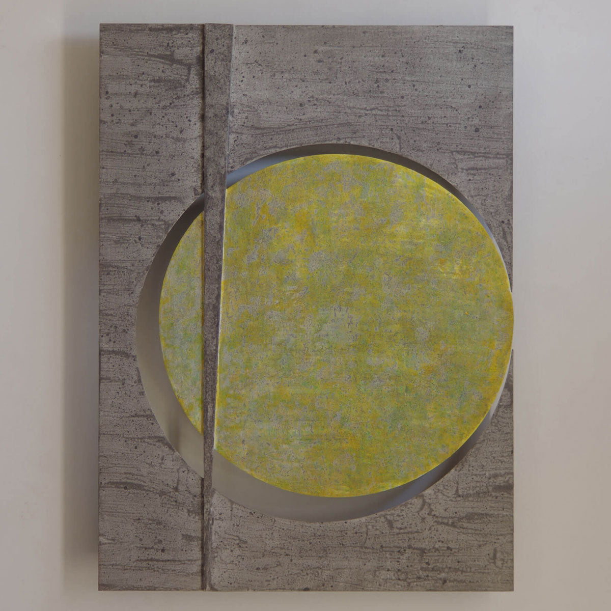 Luna Gialla Steel Sculpture with Acrylic Accents - Modern Art Decor for Home & Office