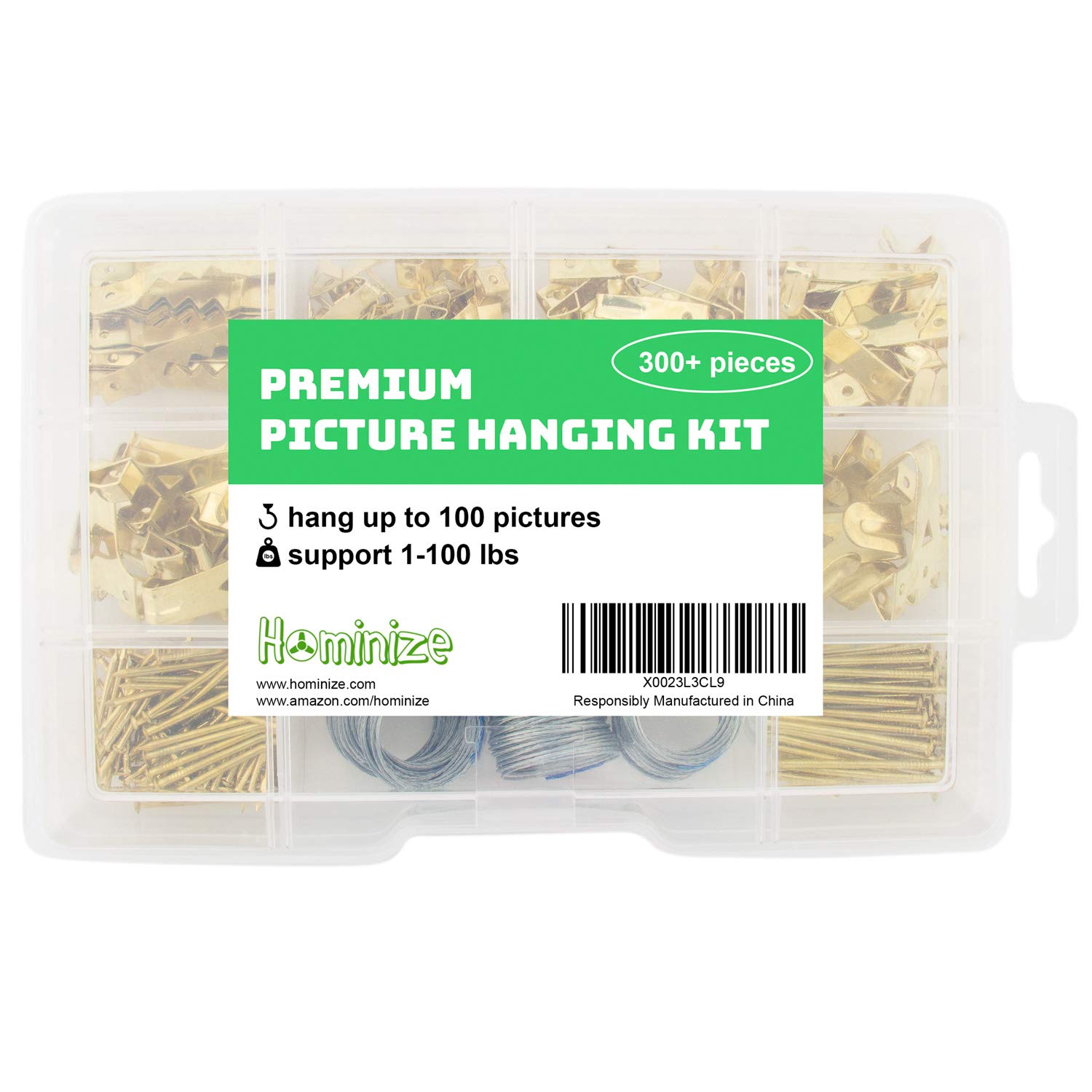 Premium Picture Hanging Kit - 300+ Pieces for Frames & Art (Home/Office Decor)