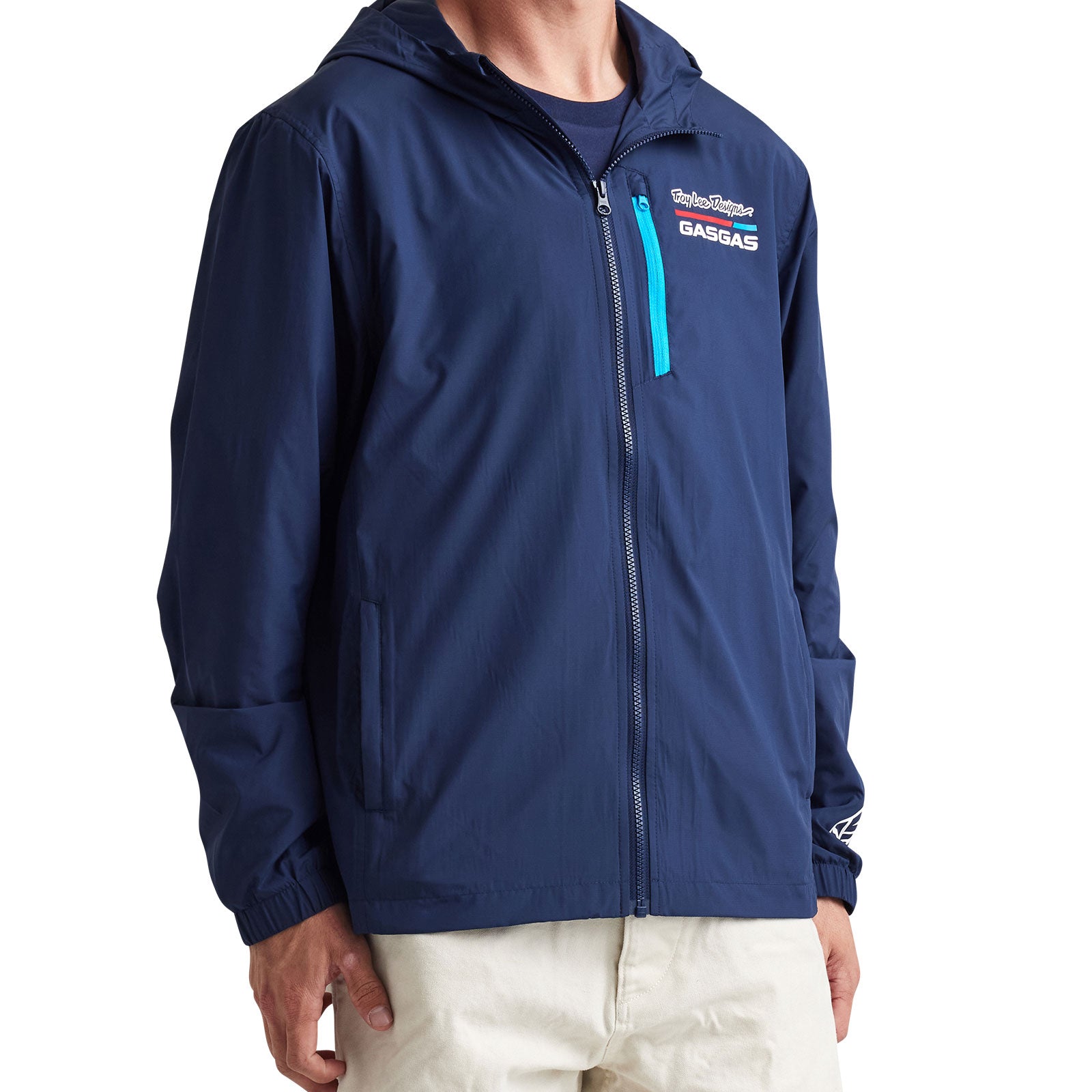 TLD GasGas Team Core Navy Windbreaker Jacket - Lightweight Waterproof Outdoor Sports Coat for Motorcycle Riding & Hiking