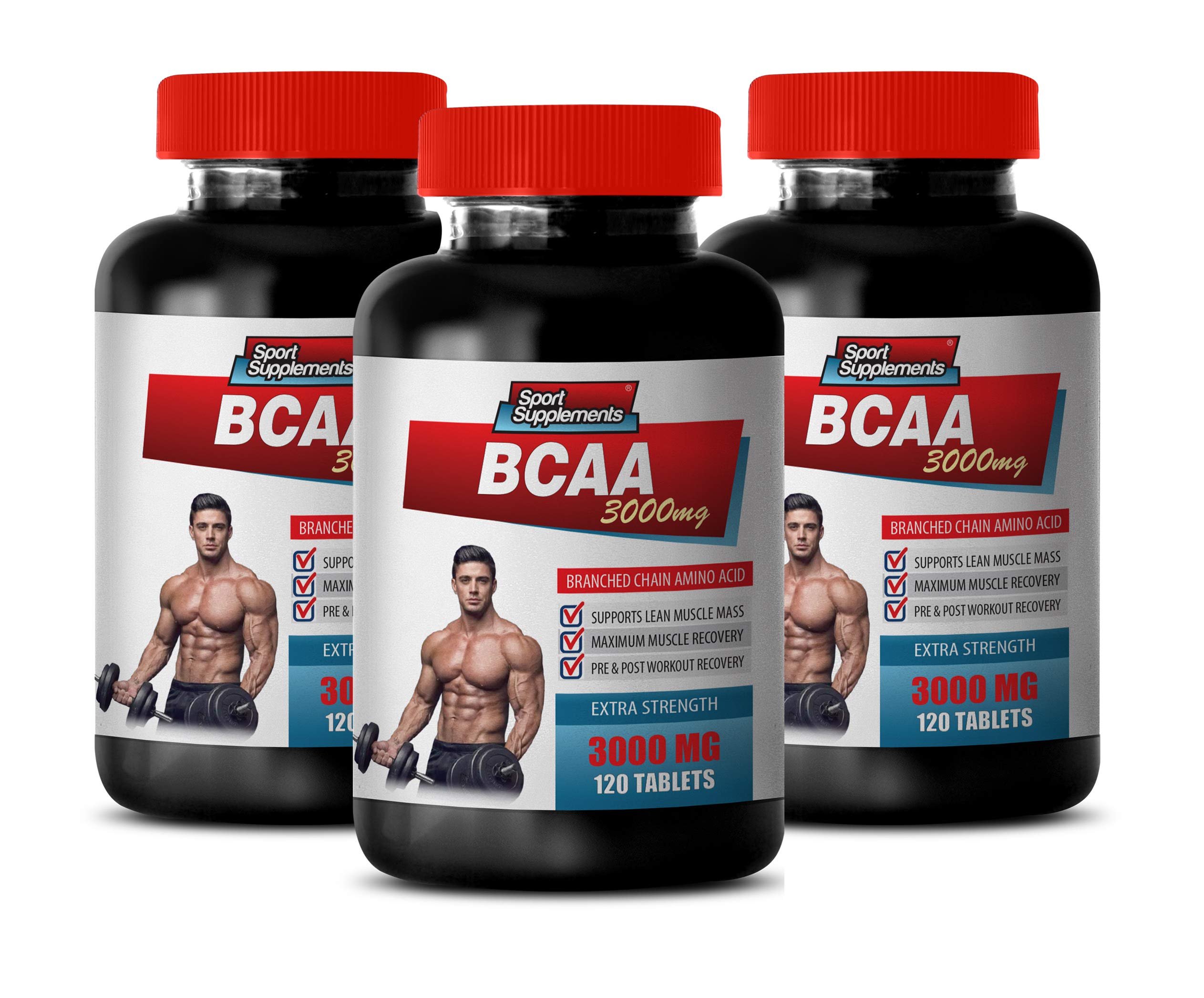 BCAA 3000mg Muscle Pump Supplement - Branched Chain Amino Acids with Vitamins - 360 Tablets (3 Bottles) - Pre & Post Workout Recovery for Athletes & Fitness Enthusiasts