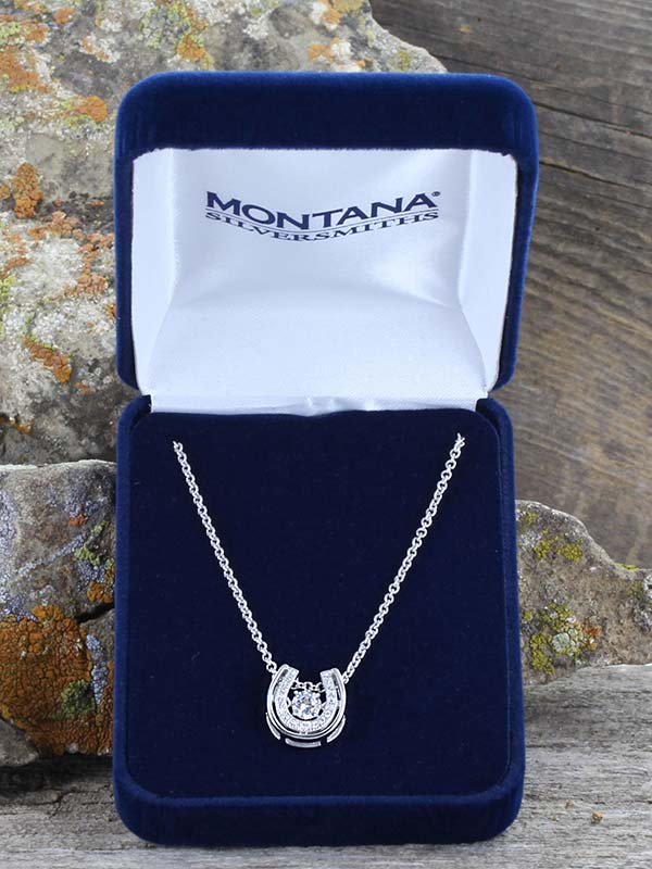Montana Silversmiths NC3867 Women's Lucky Horseshoe Necklace - Sterling Silver Jewelry for Good Luck, Western Fashion & Everyday Wear