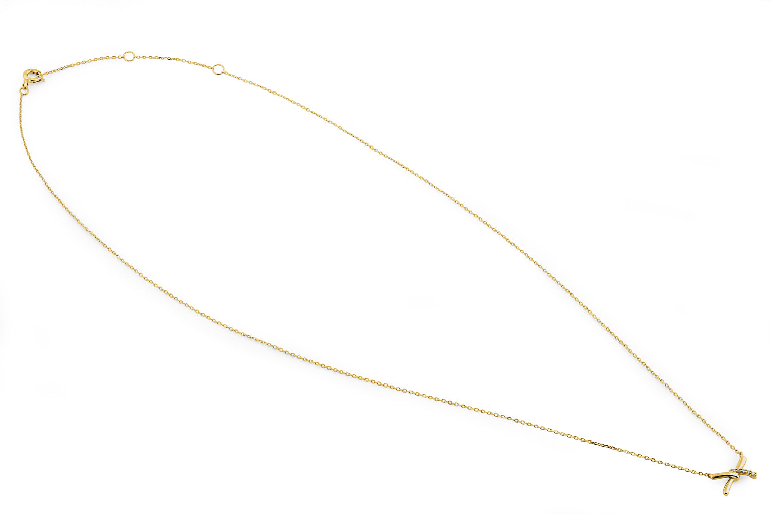 14K Yellow Gold X-Shaped Knot Diamond Pendant Necklace for Women - Elegant Layering Piece for Weddings, Parties & Everyday Wear