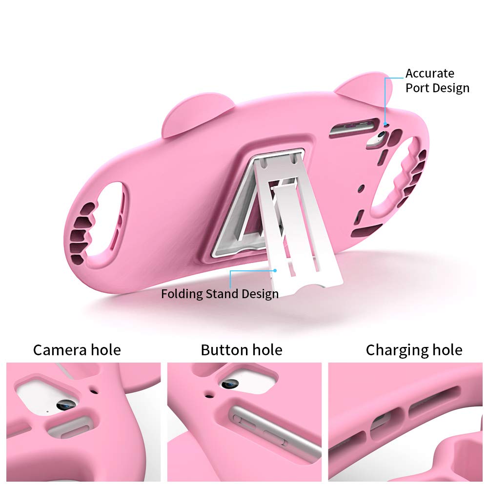 Shockproof Kids iPad Case for iPad Air 1/2 & iPad Pro 9.7 (5th/6th Gen) - Heavy Duty Protective Silicone Cover with Handle Stand for Boys & Girls - Compatible with Apple iPad Air 9.7 2017/2018 Models (Pink) - Perfect for School, Travel & Home Use