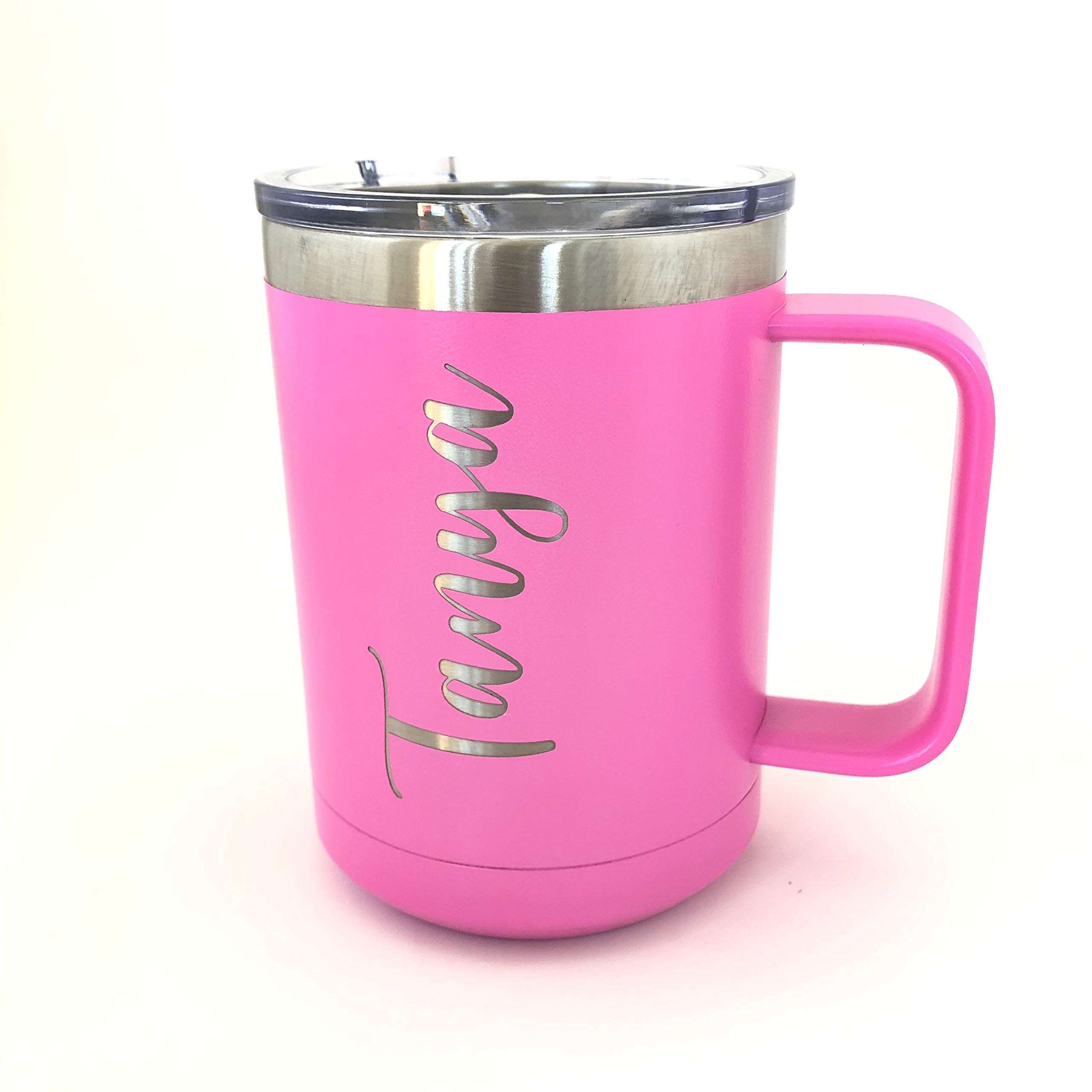 Personalized Insulated Coffee Tumbler with Name Engraving - 20oz Stainless Steel Travel Mug, Leak-Proof Lid, Perfect for Office, Gym & Outdoor Activities (Pink)