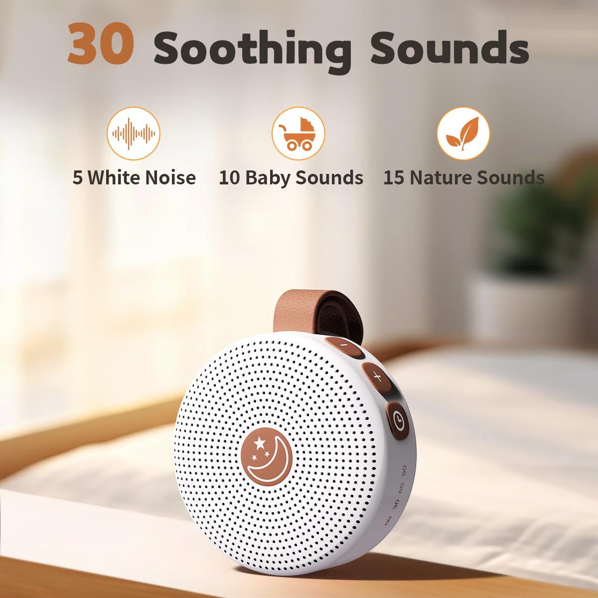 White Noise Machine with 30 Soothing Sounds & 36 Volume Levels - Brown & Pink Noise for Baby, Kids & Adults - Perfect for Sleeping, Nursery, Office & Home Relaxation