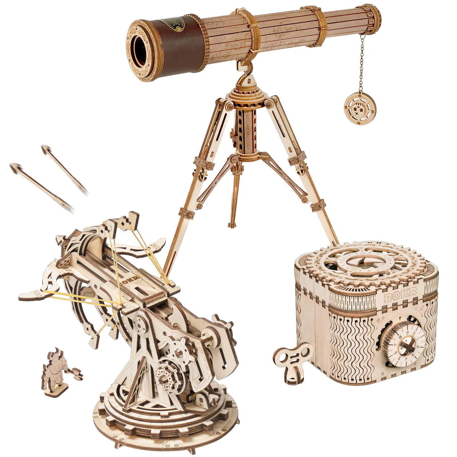 ROKR 3D Wooden Puzzle for Adults & Teens - Adventure Theme Model Building Kit with Launcher, Telescope & Treasure Box - STEM Educational Toy for Boys & Girls - Perfect for DIY Projects, Home Decor & Gift Giving