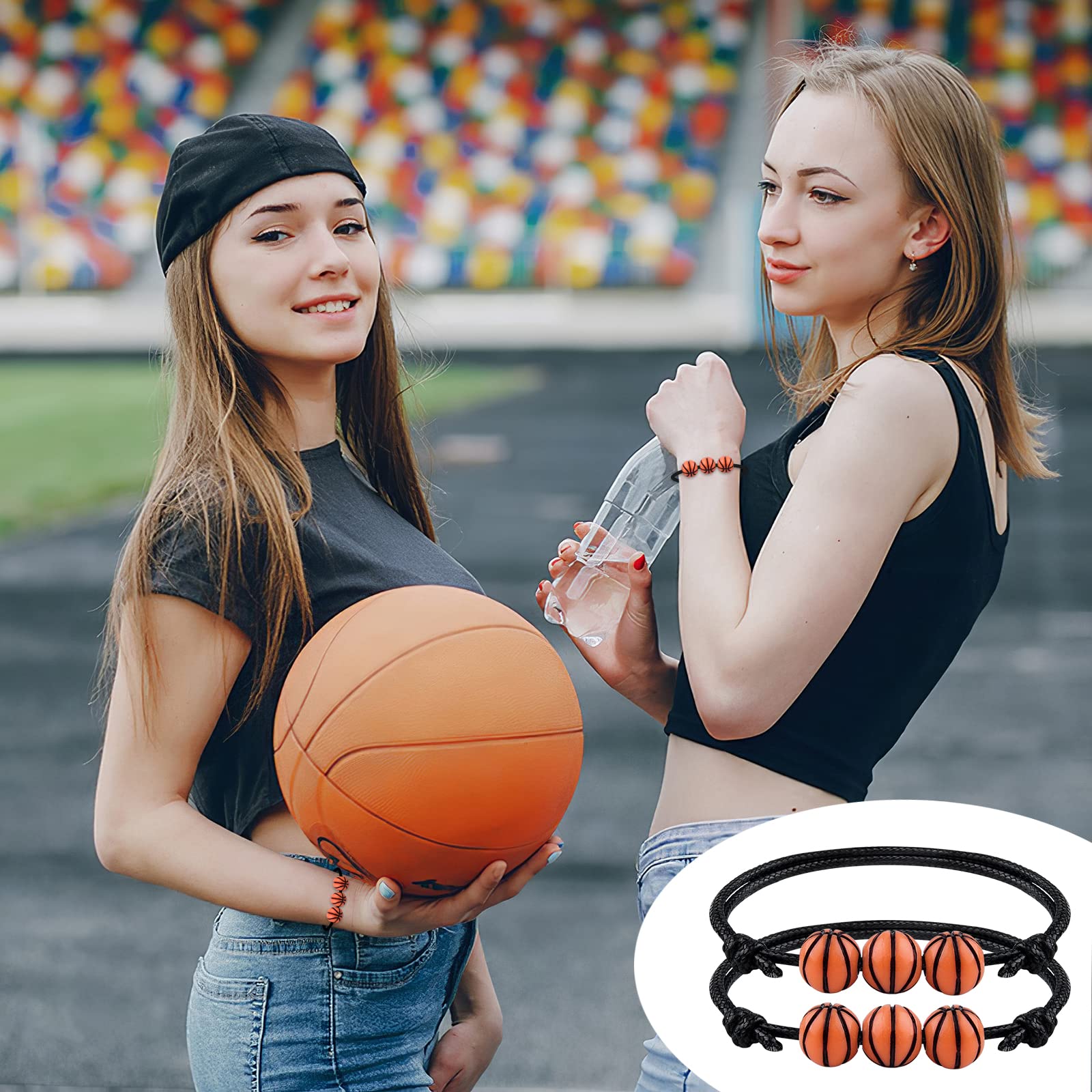 MIAHART 24-Piece Adjustable Basketball Bracelets for Boys & Girls - Sports Theme Wristbands for Basketball Games, Team Parties & Fan Gifts - Bulk Pack of Motivational Sports Bracelets