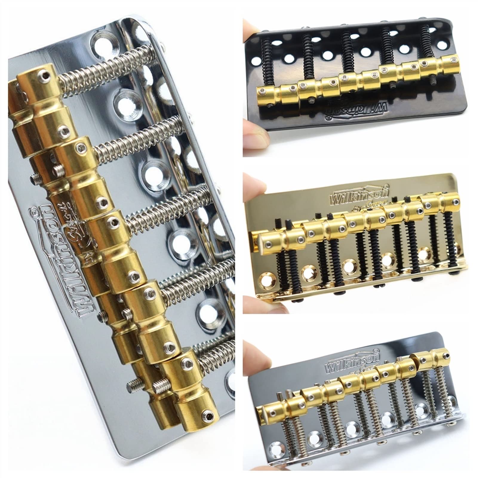 5 String Electric Guitar Bridge with Brass Saddles - Chrome Finish for Enhanced Tone & Sustain | Perfect for Bass Guitar Upgrades & DIY Repairs