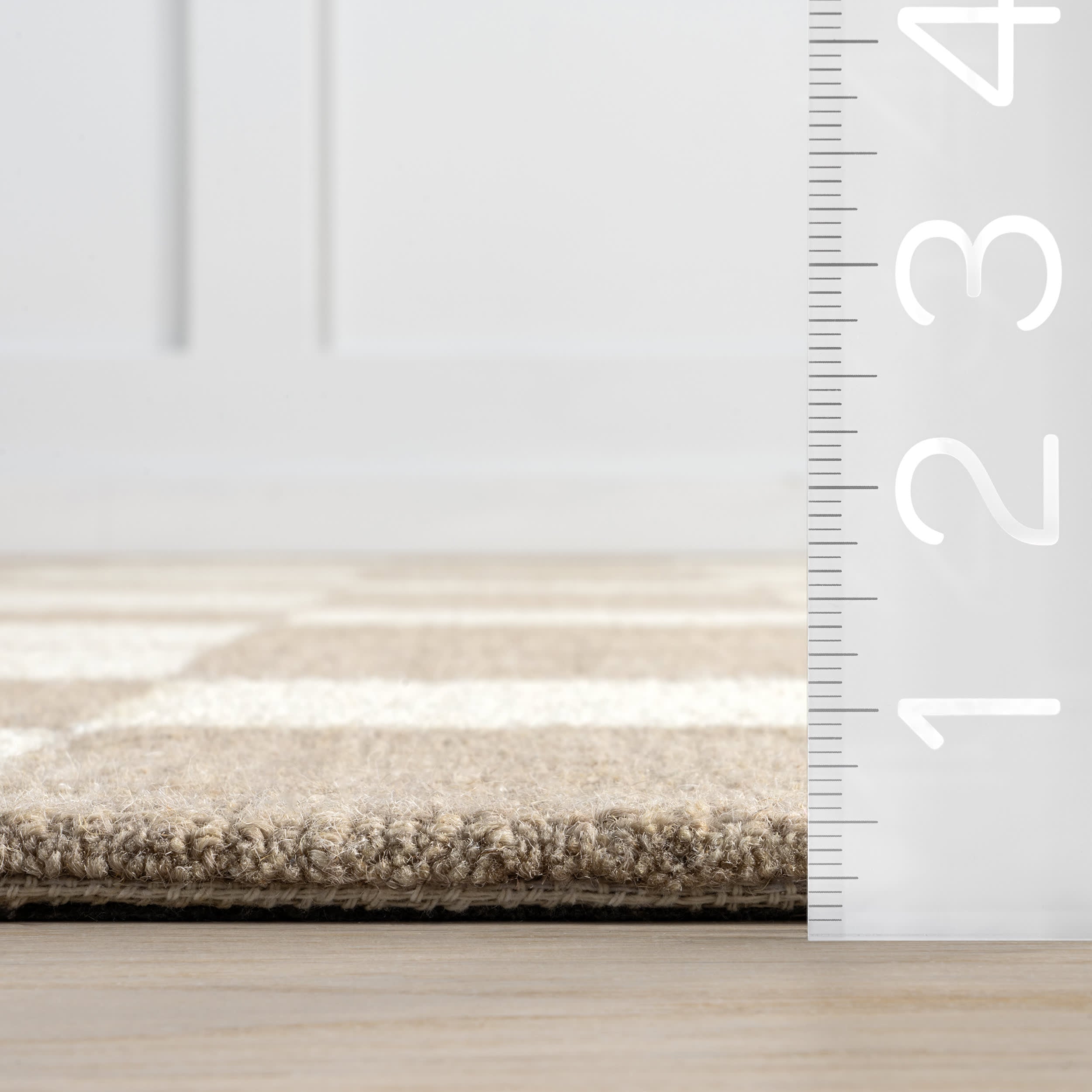 Caitlin Geometric Wool Rug - Soft Beige Area Rug for Living Room, Bedroom, or Office - Handmade Modern Home Decor