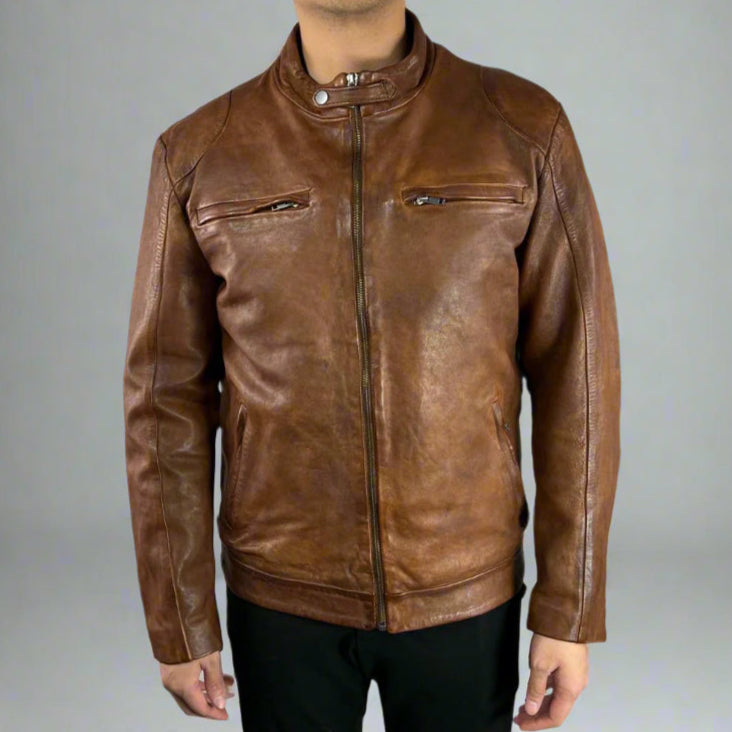 Premium Men's Classic Sheep Leather Jacket - Genuine Soft & Durable Outerwear for Casual Wear, Motorcycle Riding & Winter Fashion