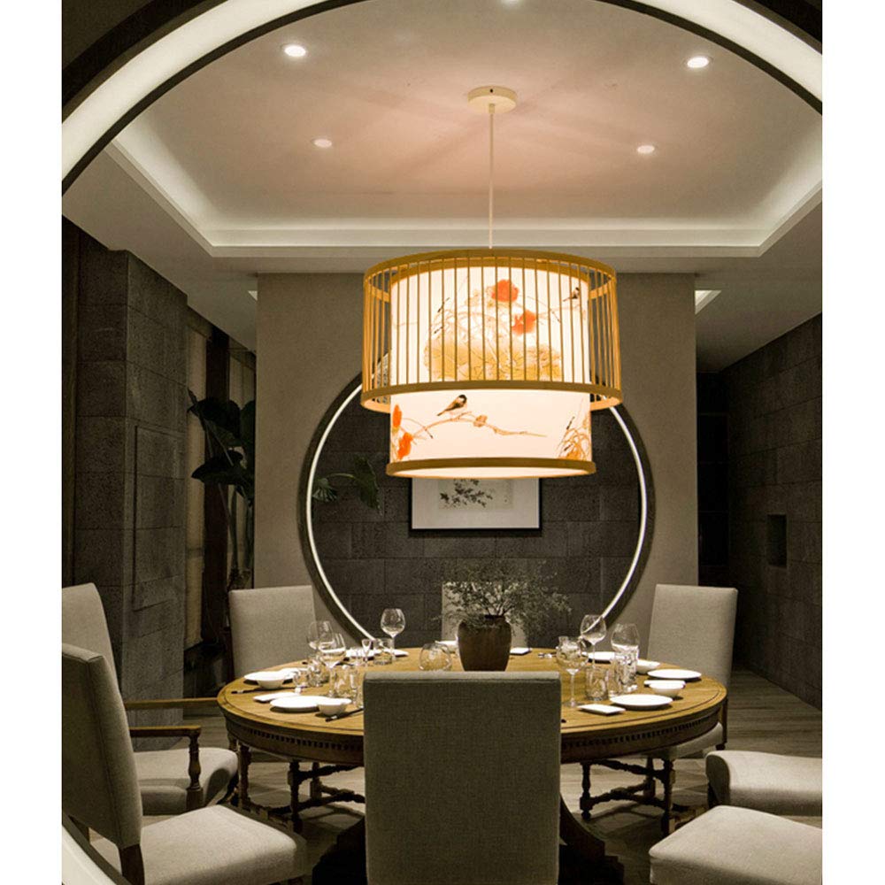 Chinese Style Bamboo Chandelier - Handcrafted Zen Ceiling Lamp for Tea Rooms, Japanese Restaurants, Hot Pot Dining & B&B Decor - Southeast Asian Inspired Bamboo Lighting Installation for Cozy Ambiance
