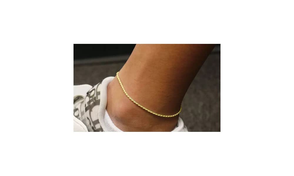 14K Gold Anklets for Women - 10 Inch Flat Mariner, Box Chain, Cuban & Figaro Anklet | Dainty Summer Beach Jewelry & Foot Anklet Accessories | Perfect for Vacations, Weddings & Everyday Wear