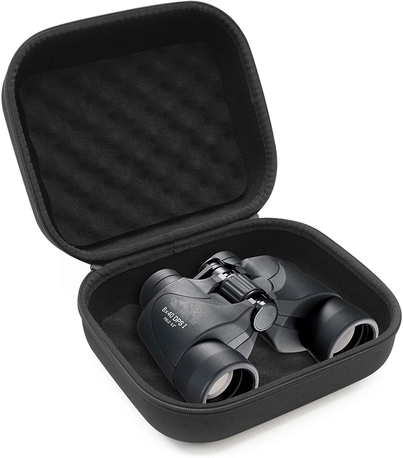 CASEMATIX Hard Shell Binocular Case with Foam Interior - Durable Travel Binocular Storage with Reinforced Zippers, Rubber Handle & Accessory Pouch - Perfect for Hiking, Bird Watching & Outdoor Adventures